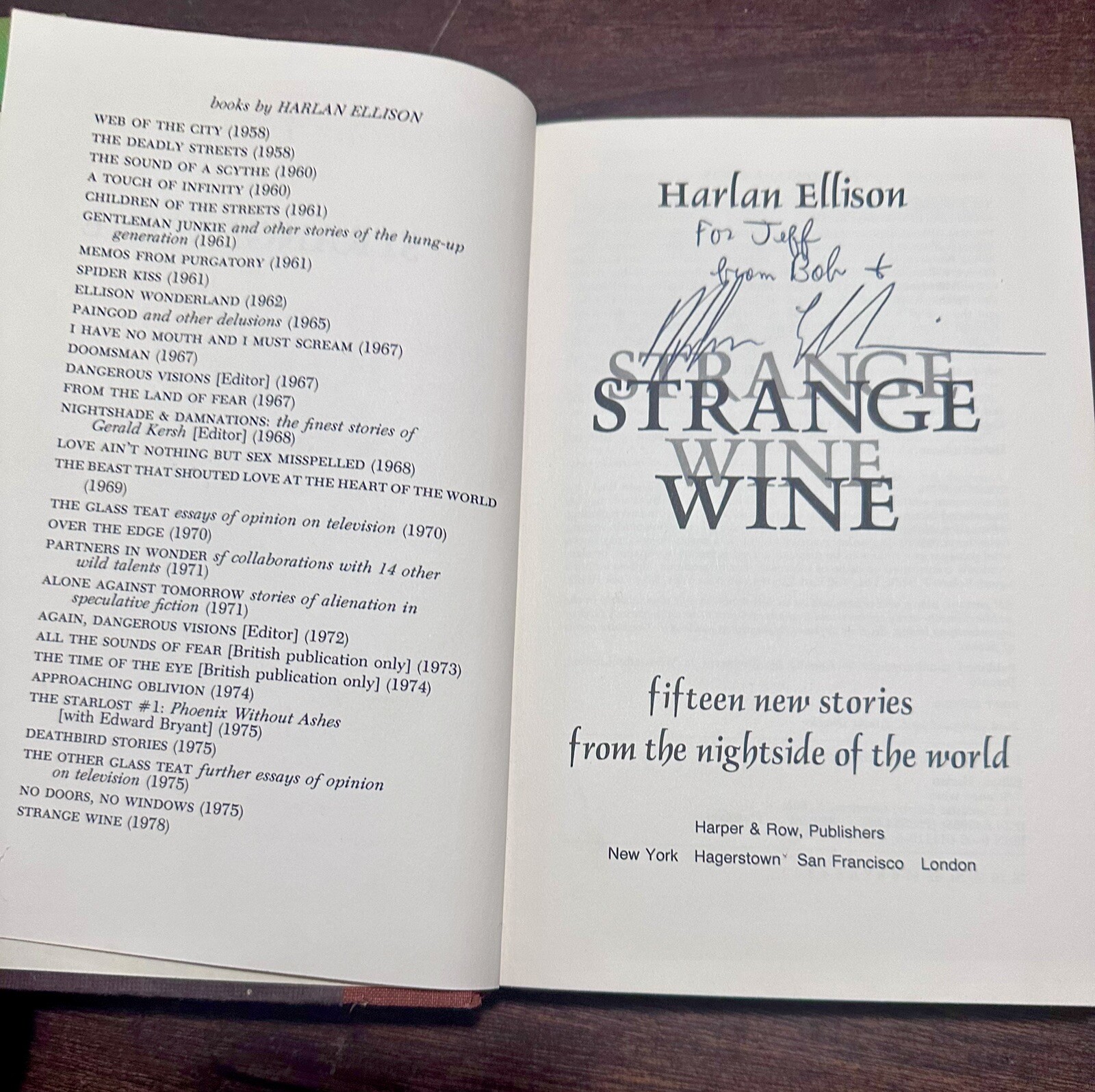 Strange Wine First Edition, Harlan Ellison, Signed By Author