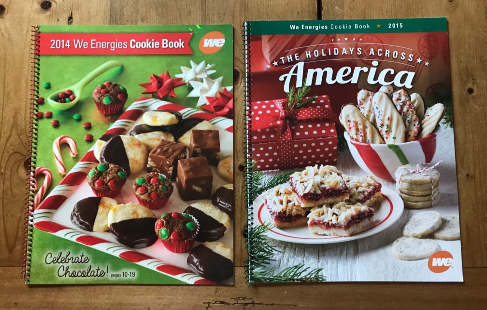 WE Energies Cookie Books 2014 Celebrate Chocolate & 2015 Holidays Across America