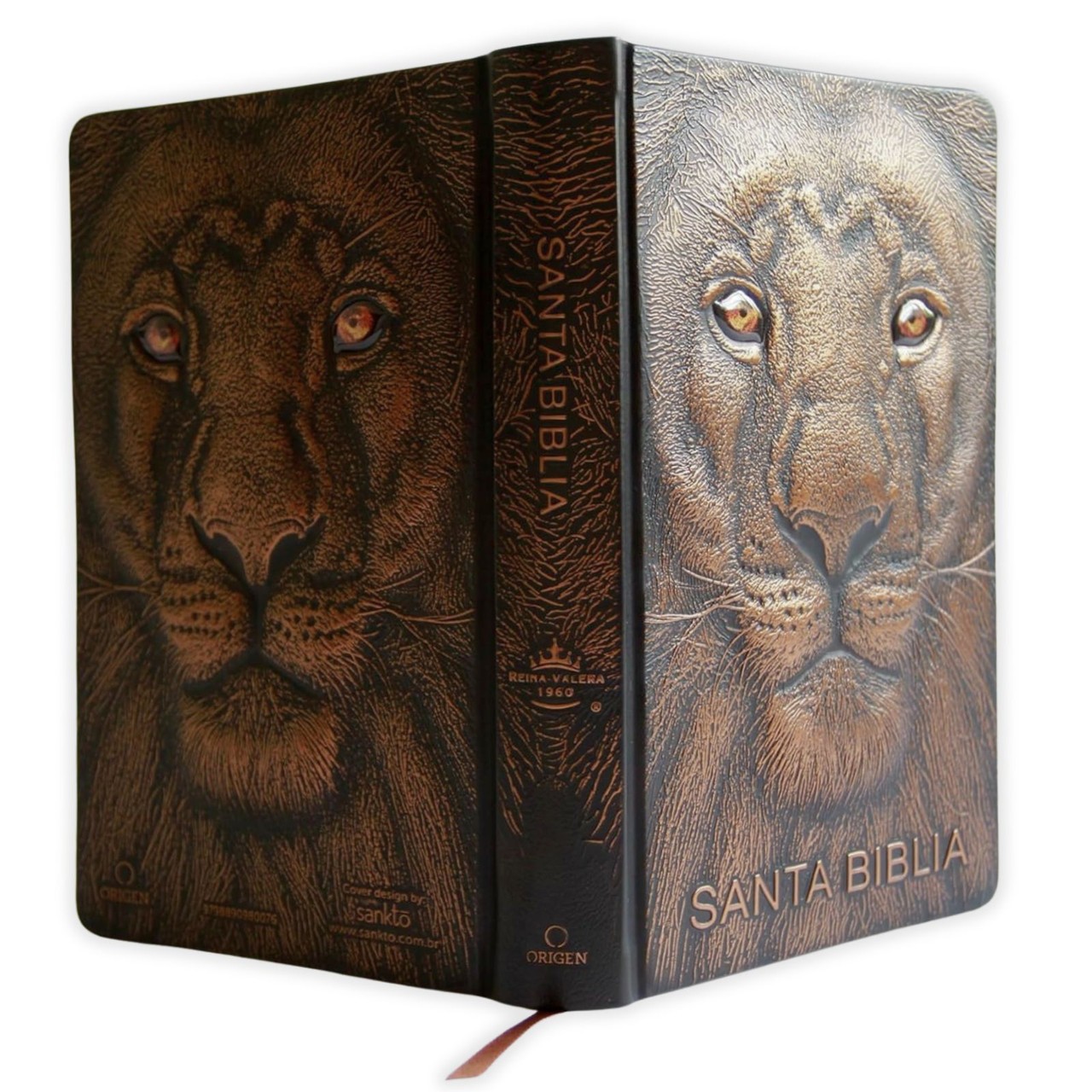 Biblia Edicion Especial 10.5 puntos RV1960, tapa dura leon de Juda, bronce
