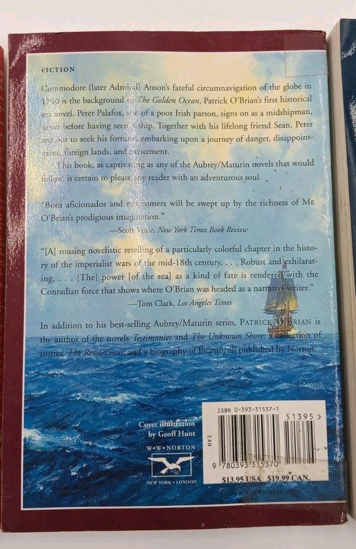 3 Patrick O’Brian Books Book Set Lot Golden Ocean, Unknown Shore, Testimonies PB