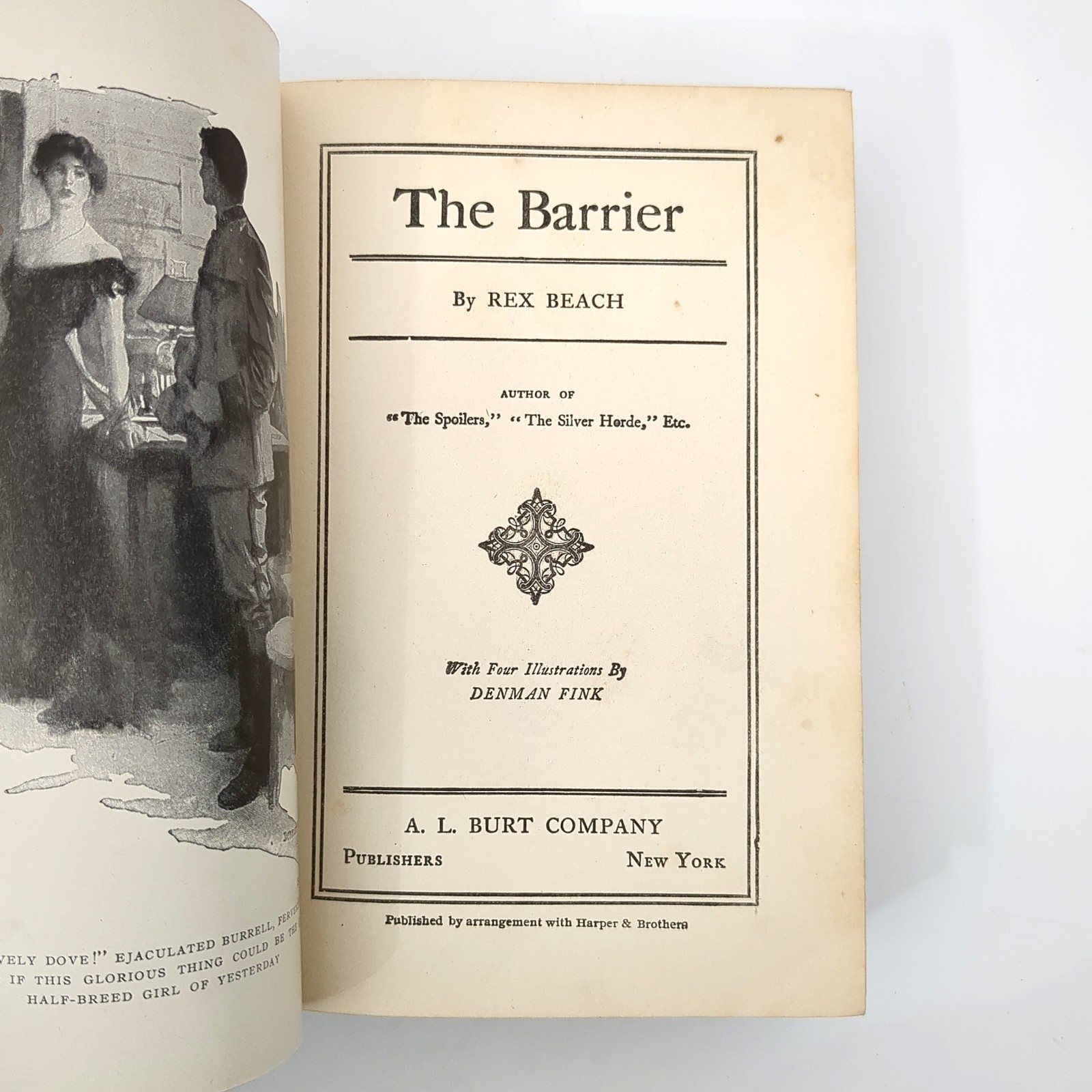 The Barrier Adventure Novel Illustrated Hardcover Book Rex Beach 1908