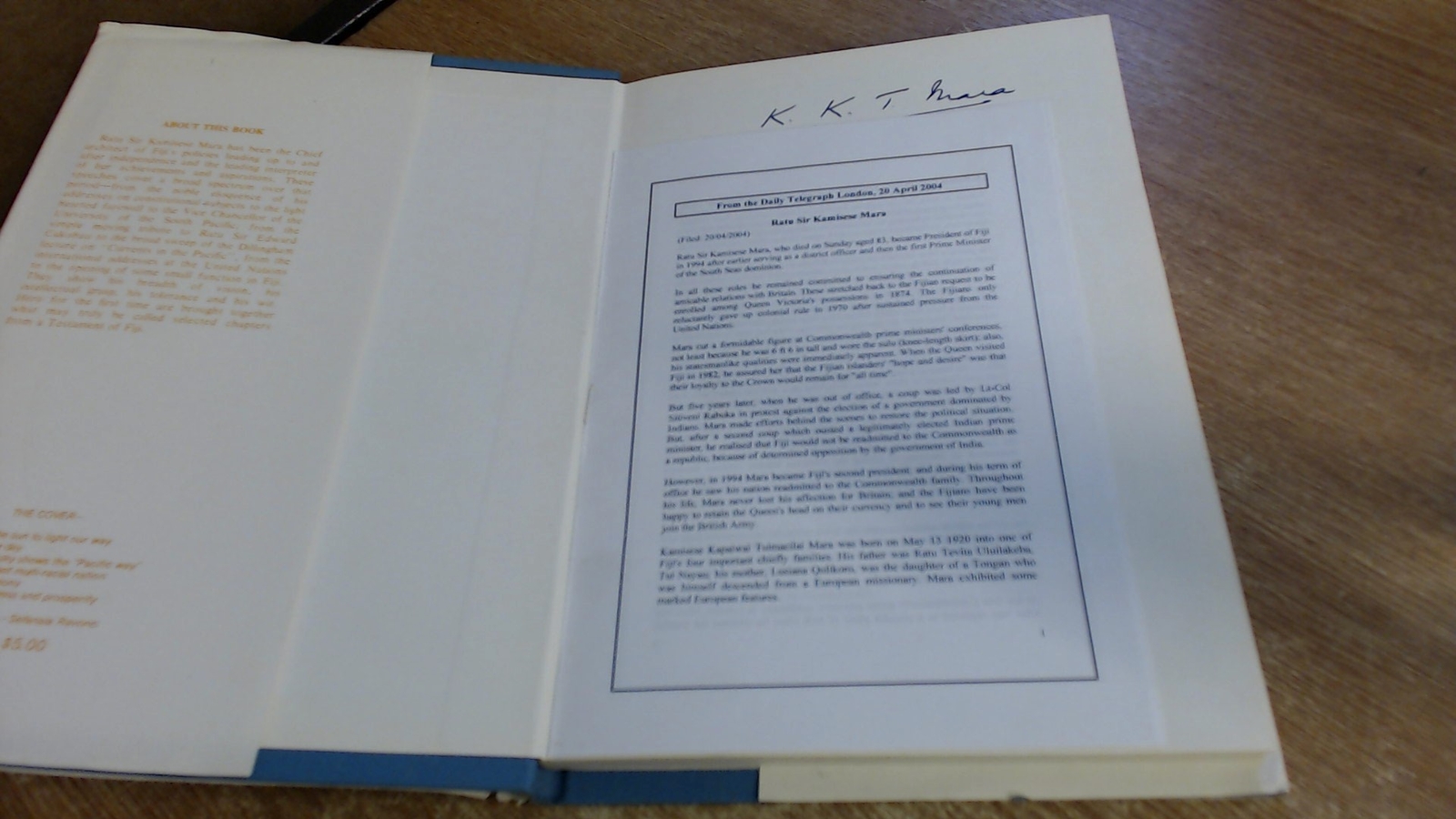 Selected Speeches, Sir Kamisese Mara, Privately Published, 1977,