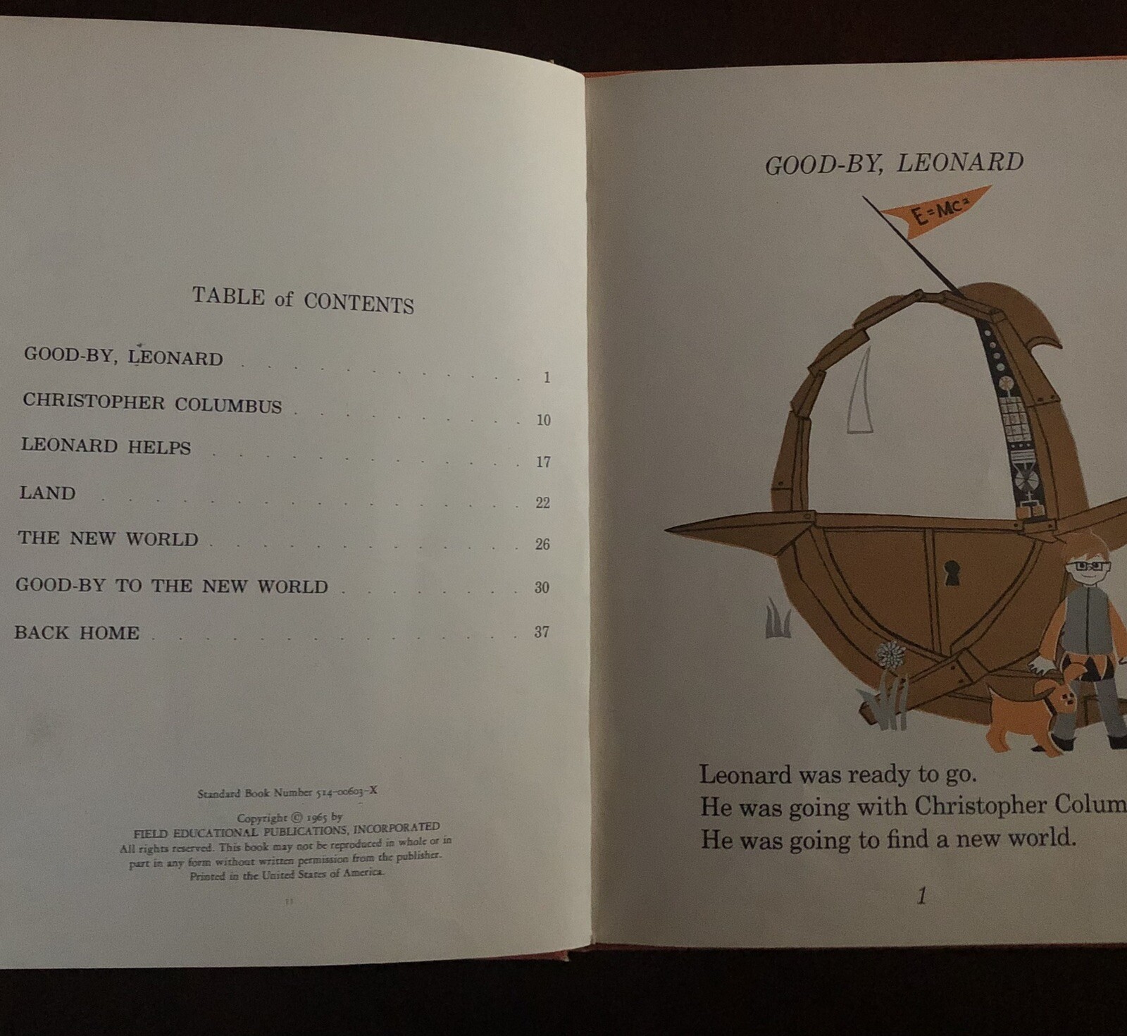 Leonard Discovers America Columbus Textbook Picture Book Vintage Classroom 1965
