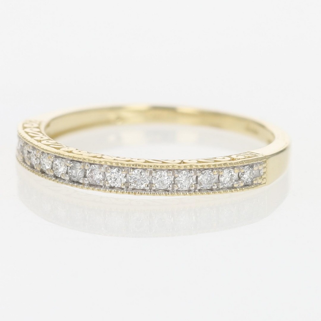 .19ctw Diamond Pavé Milgrain Scroll Wedding Band Ring 14k Yellow Gold Size 7.75