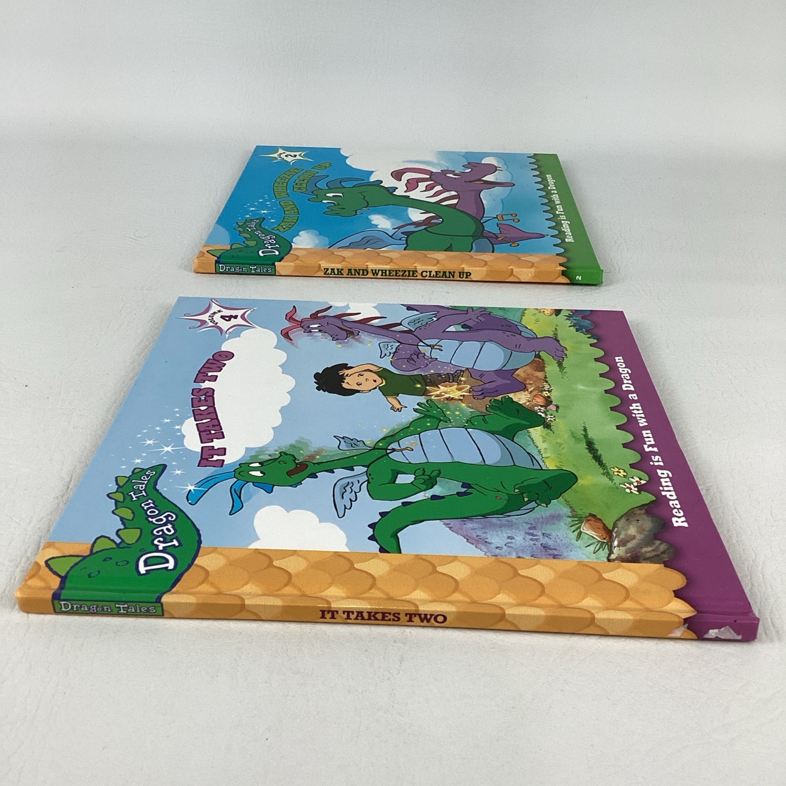 Dragon Tales Hardcover Books Zak Wheezie Clean Up It Takes Two Vintage 2004
