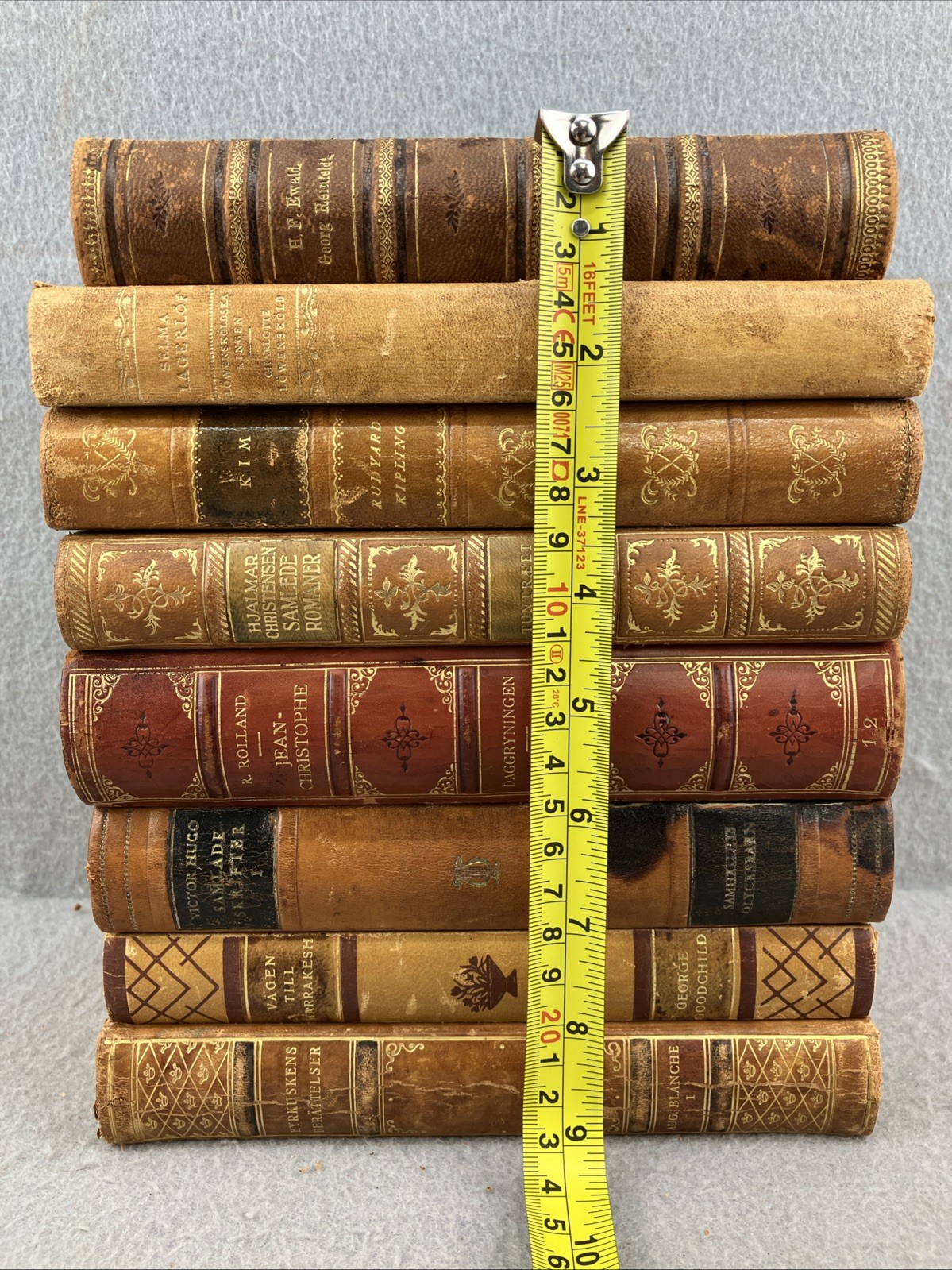 Leather Books Decor Mixed Languages Lot Of 8 Decorative Interior Design Vintage
