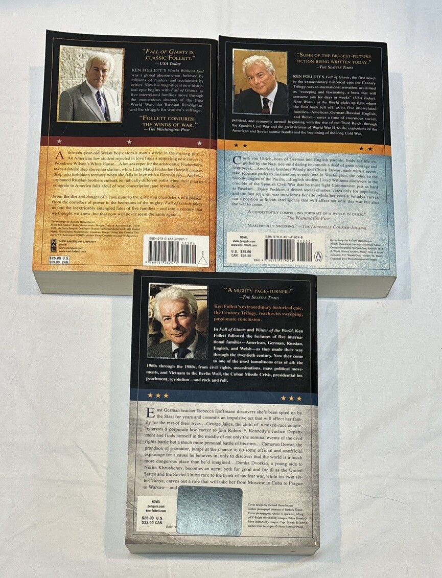 Ken Follett CENTURY TRILOGY Complete Series Lot of 3 (#1-3) Paperback