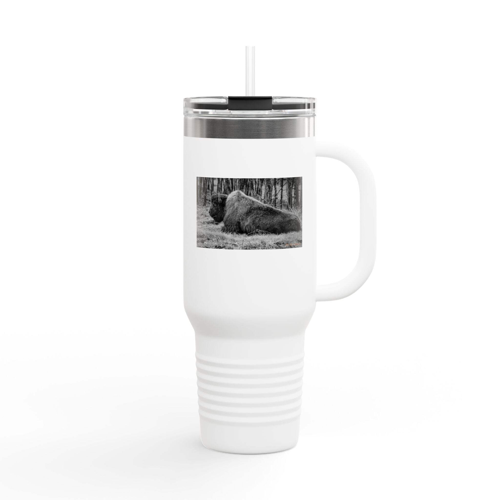 Wildlife-Inspired Insulated Travel Mug – 40oz with Bison Design