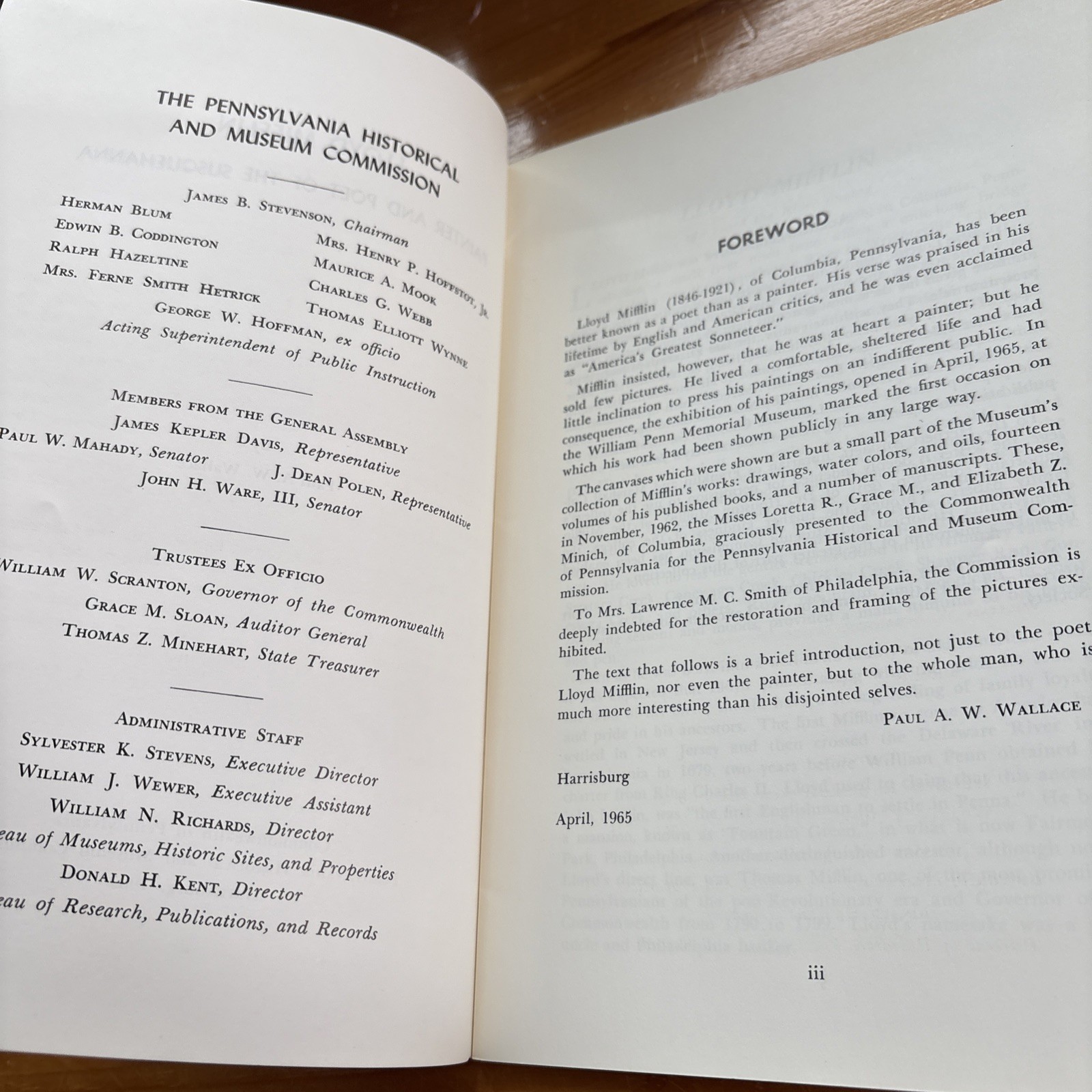 Lloyd Mifflin, Painter & Poet of the Susquehanna, by Paul A. W. Wallace 1965