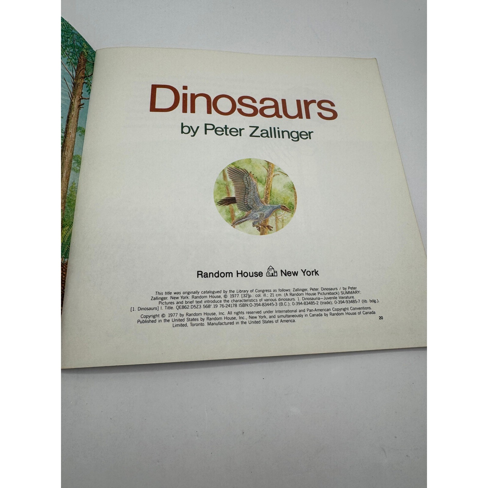 Random House Dinosaurs Book Kids Multi Vintage 1977 Peter Zallinger