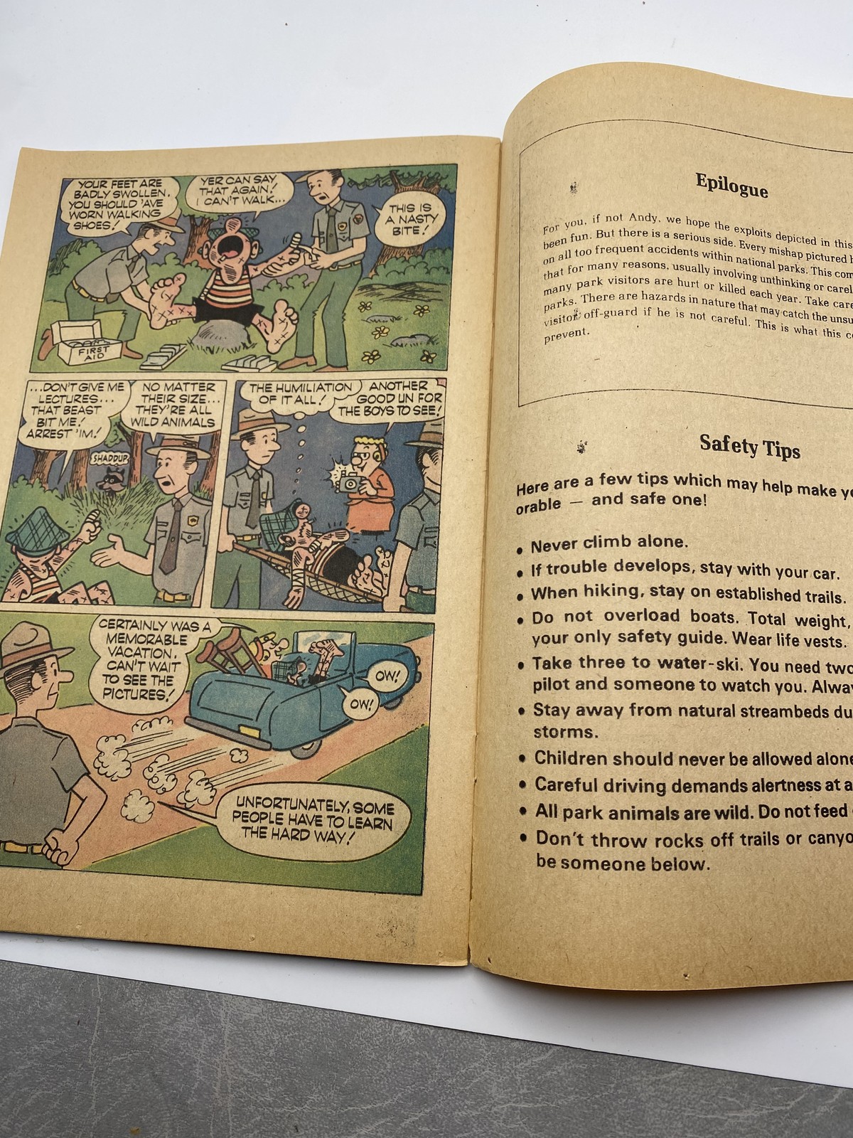 Vintage 1975 Andy Capp Goes to the Parks National Park Service Safety Comic Book