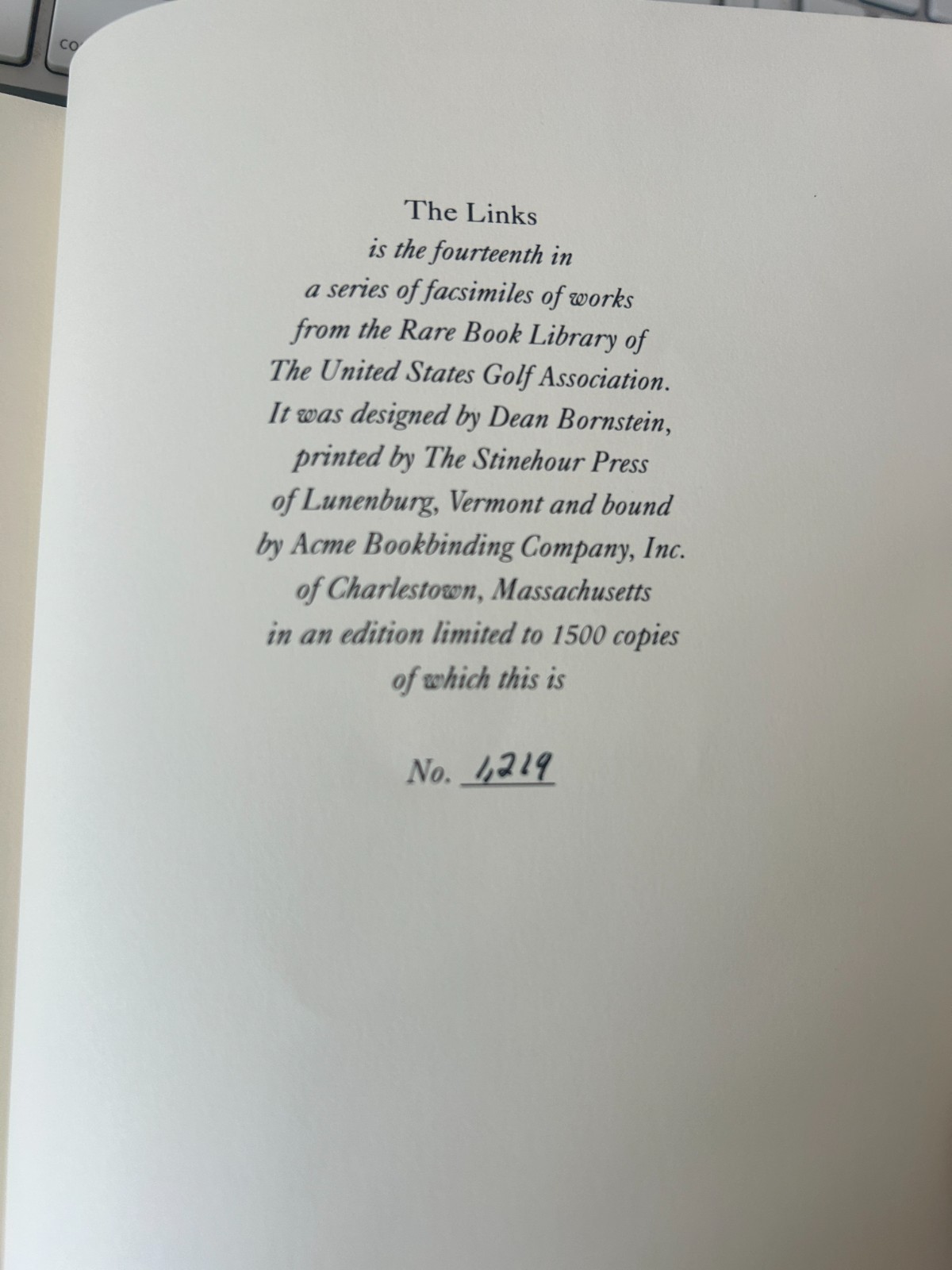 The Links Robert Hunter USGA Facsimile Limited Edition