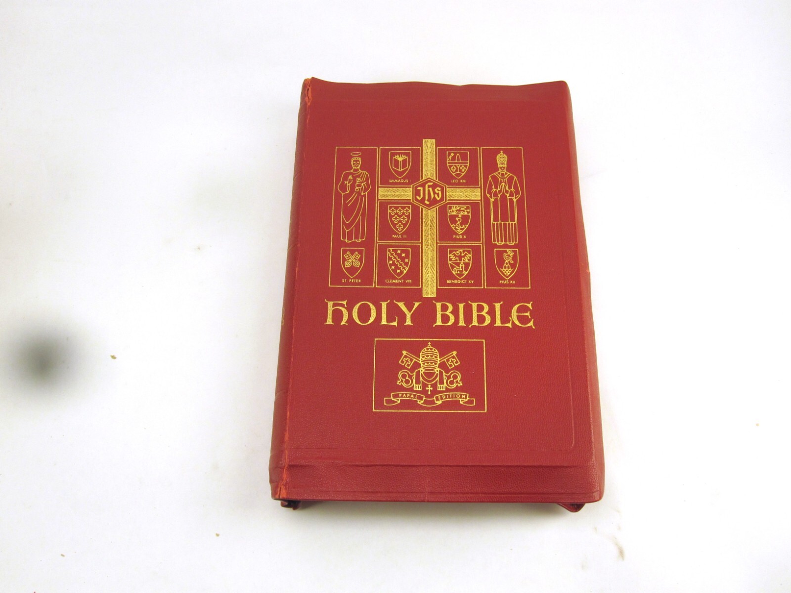 Holy Bible Papal Edition 1952 Leather Bound Book With Box, Please See Photos