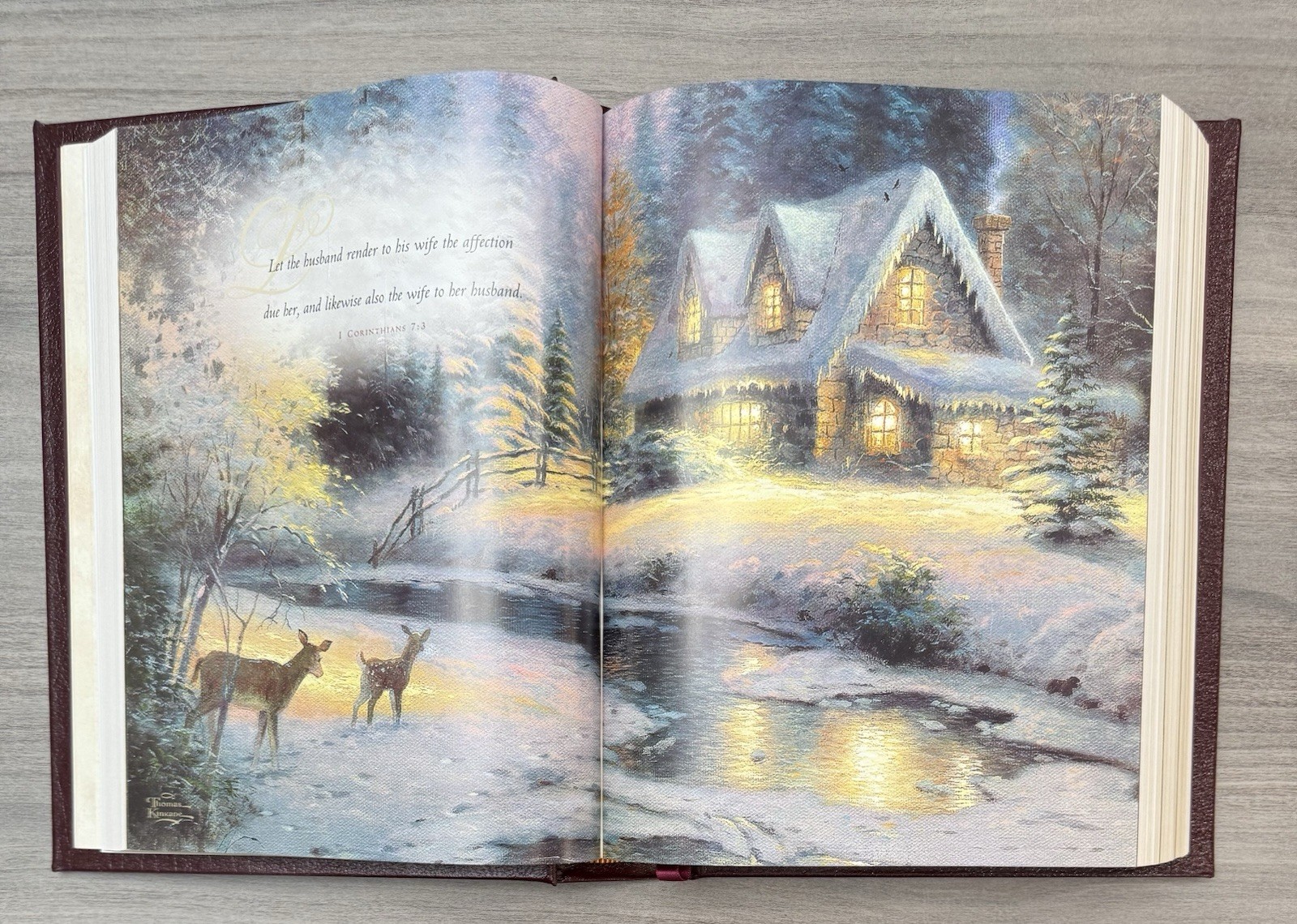 Thomas Kinkade Family Bible NKJV Lighting the Way Home PADDED Bonded Leather Ed.