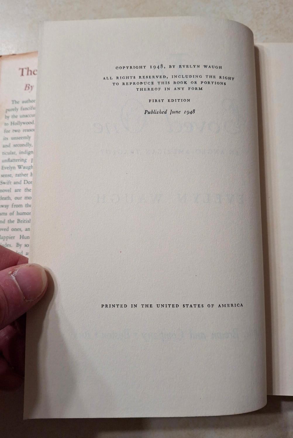 The Loved One Evelyn Waugh 1948 First American Edition 1st Print Hardcover DJ