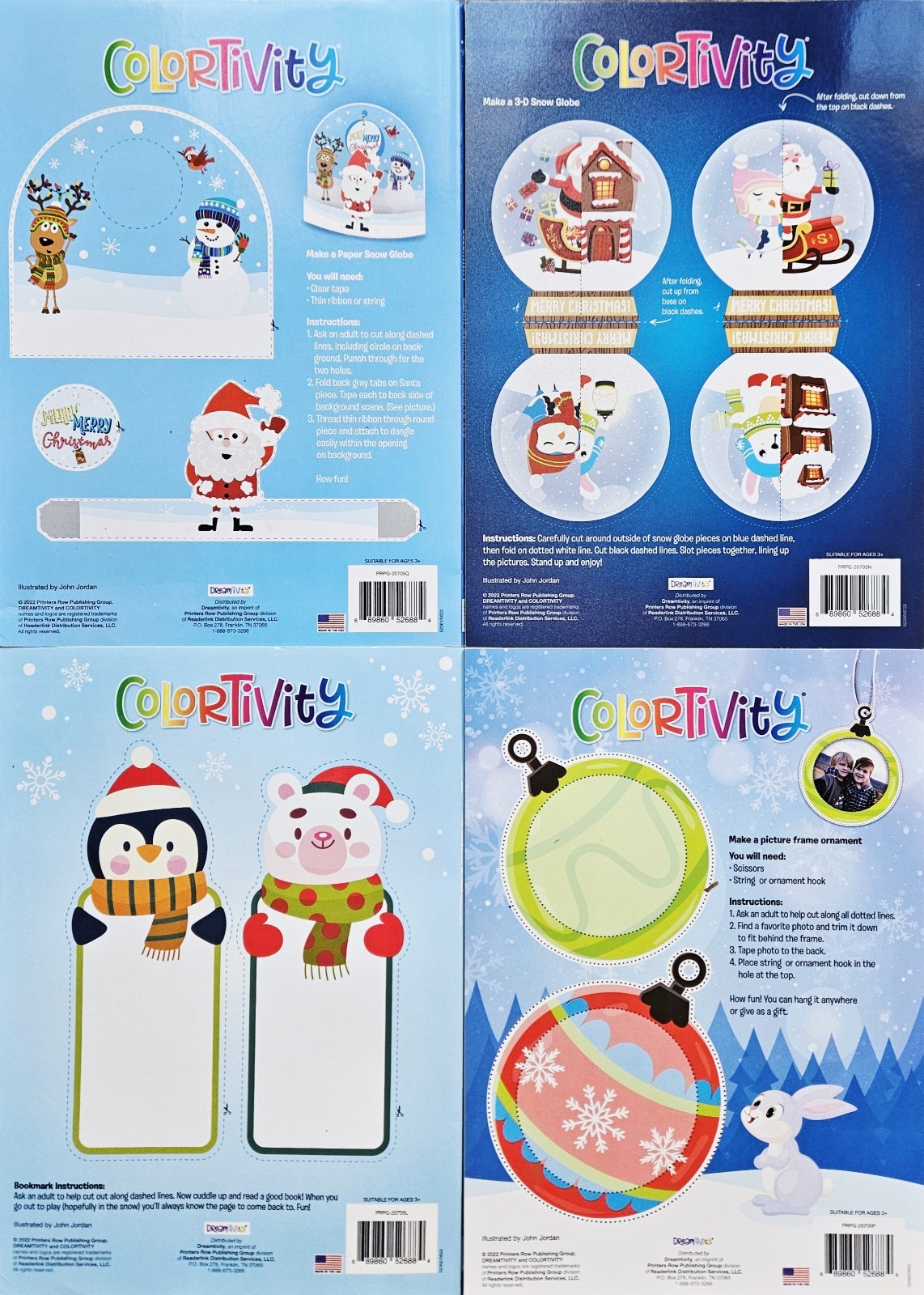 Holiday Christmas Colortivity Coloring & Activity Books Set Of 4 Brand New