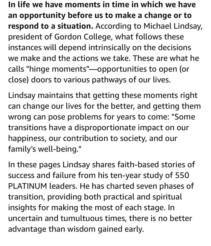 Hinge Moments : Making the Most of Life’s Transitions by D. Michael Lindsay