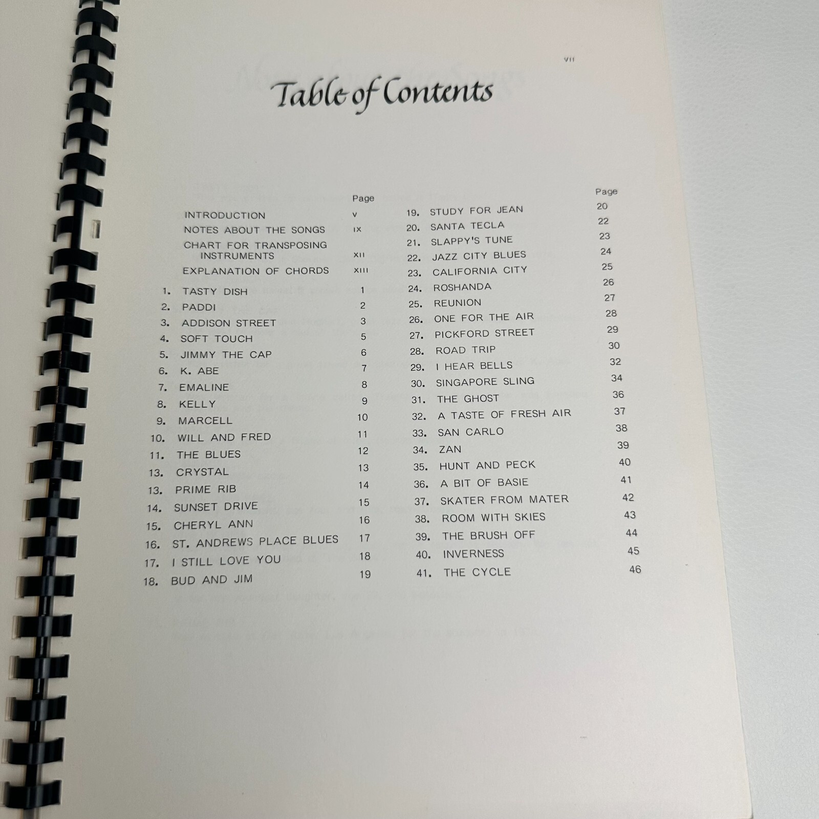 The Buddy Collette Songbook 1985 Signed Tablature Instrumental Ring/Wire Bound