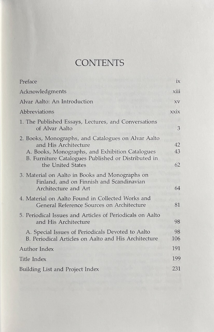 Alvar Aalto Annotated Bibliography / William Miller / Garland 1983 HB ex-lib