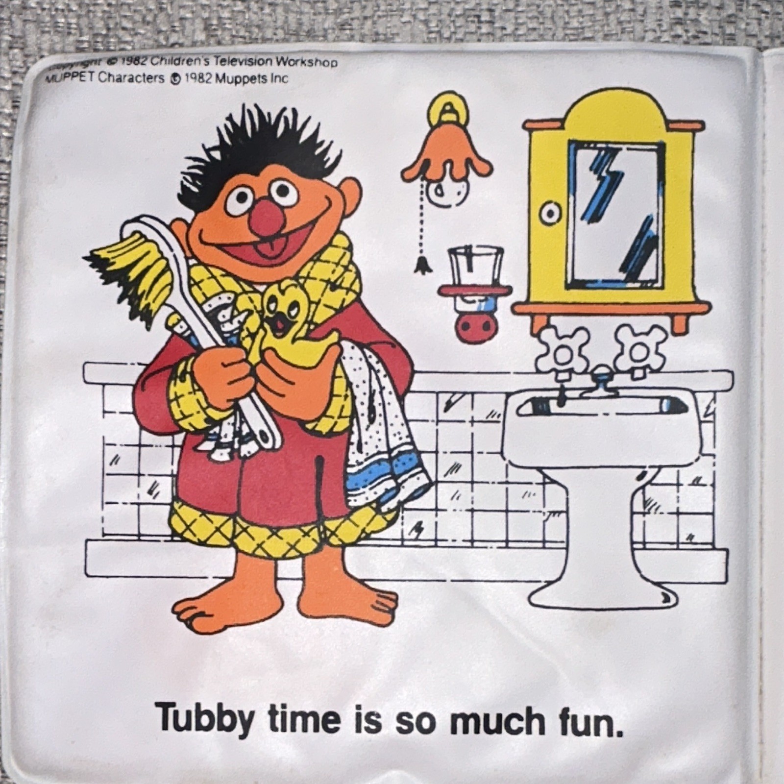 Vintage Sesame Street Ernie’s Bath Book Waterproof (1982) Random House/CTW