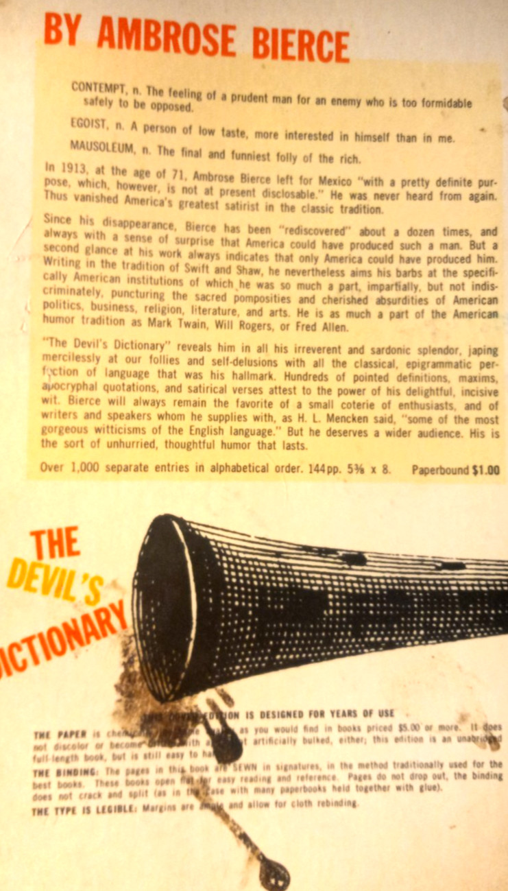 The Devils Dictionary by Ambrose Bierce Dover Books PB 1958 Good