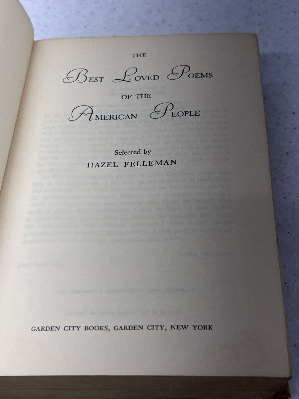 The Best Loved Poems of the American People by Hazel Felleman – Hardcover 1936