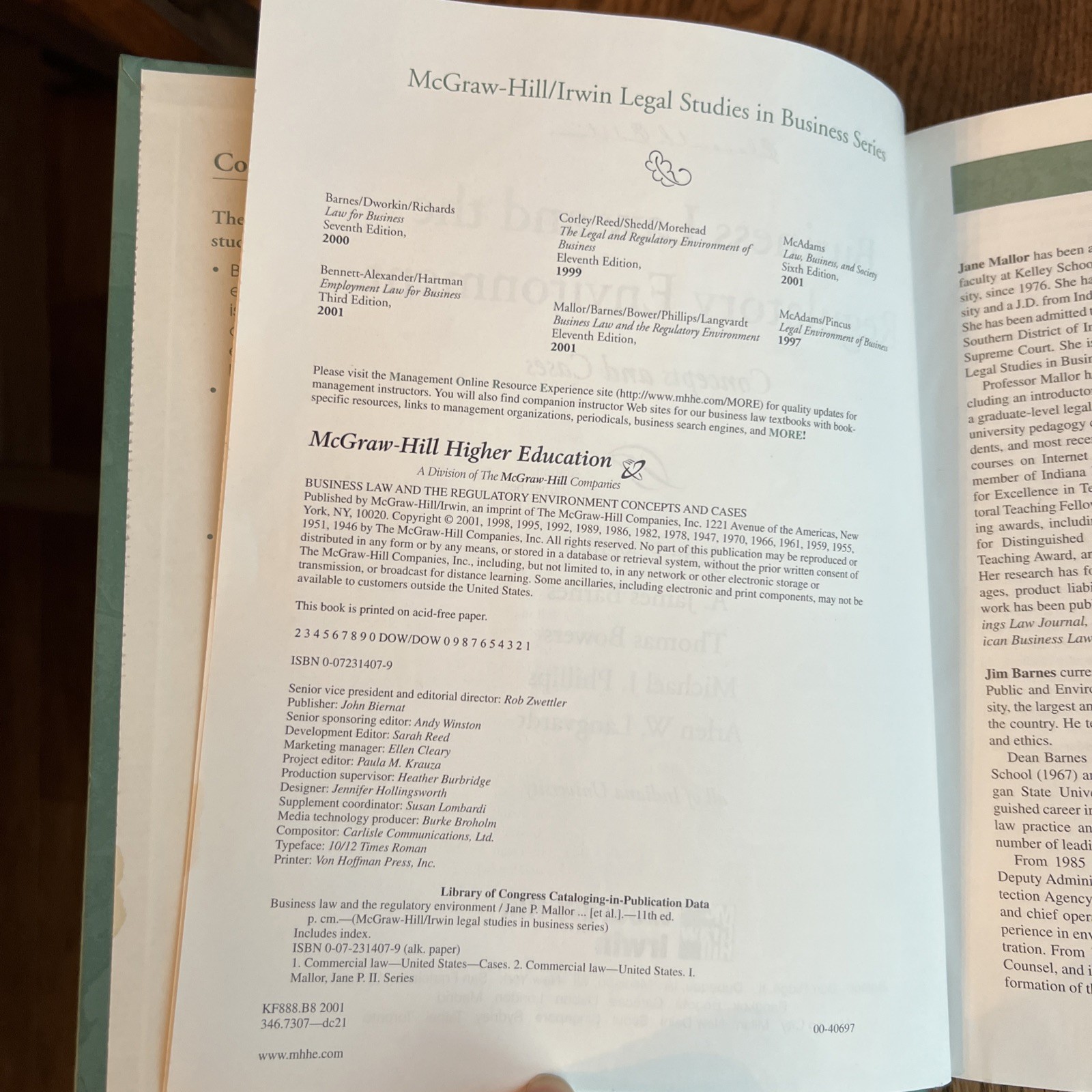 Business Law and the Regulatory Environment by L. Thomas Bowers, Jane P. Mallor