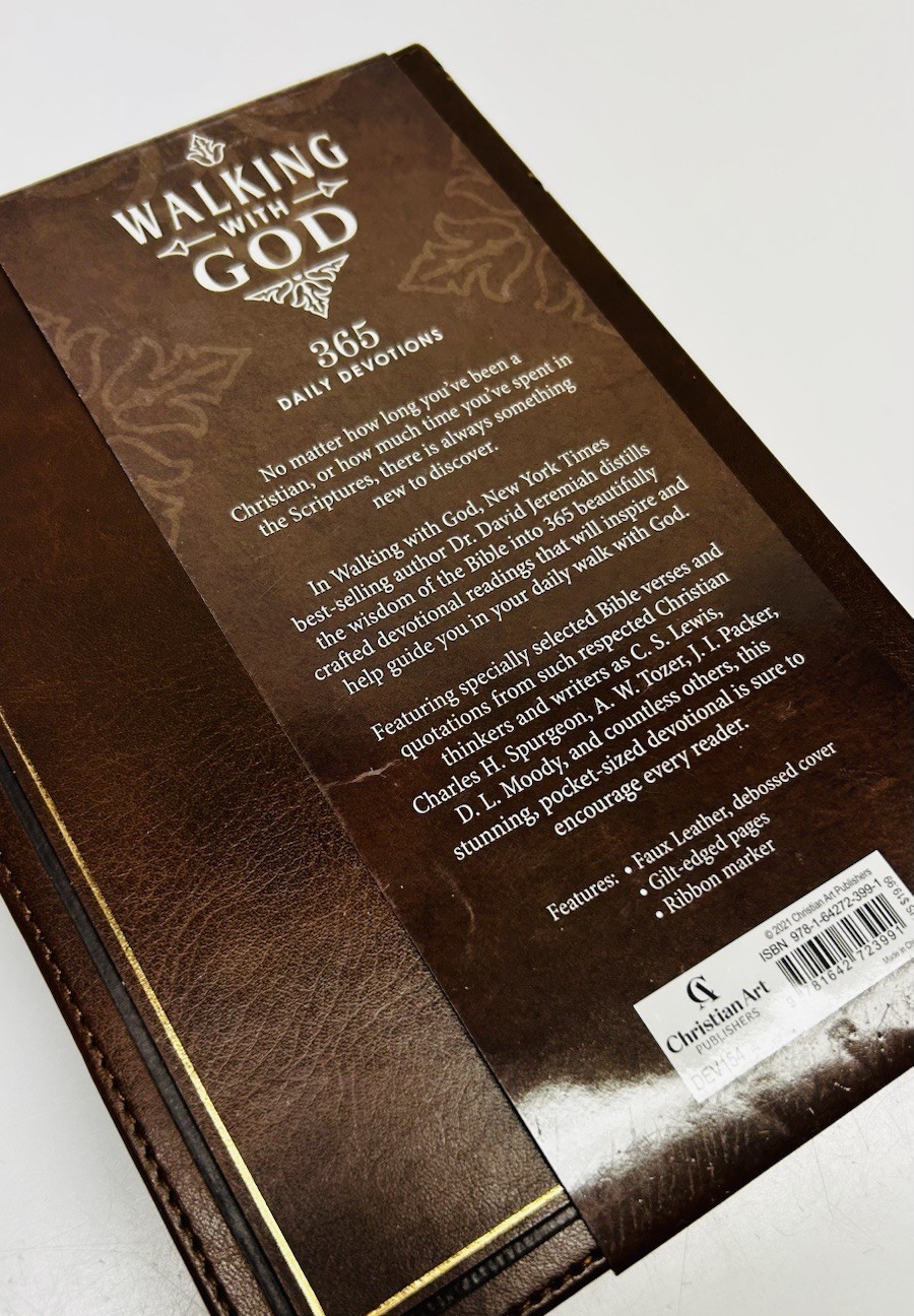 Brown WALKING WITH GOD Book Feax Leather 365 Daily Devotions David Jeremiah