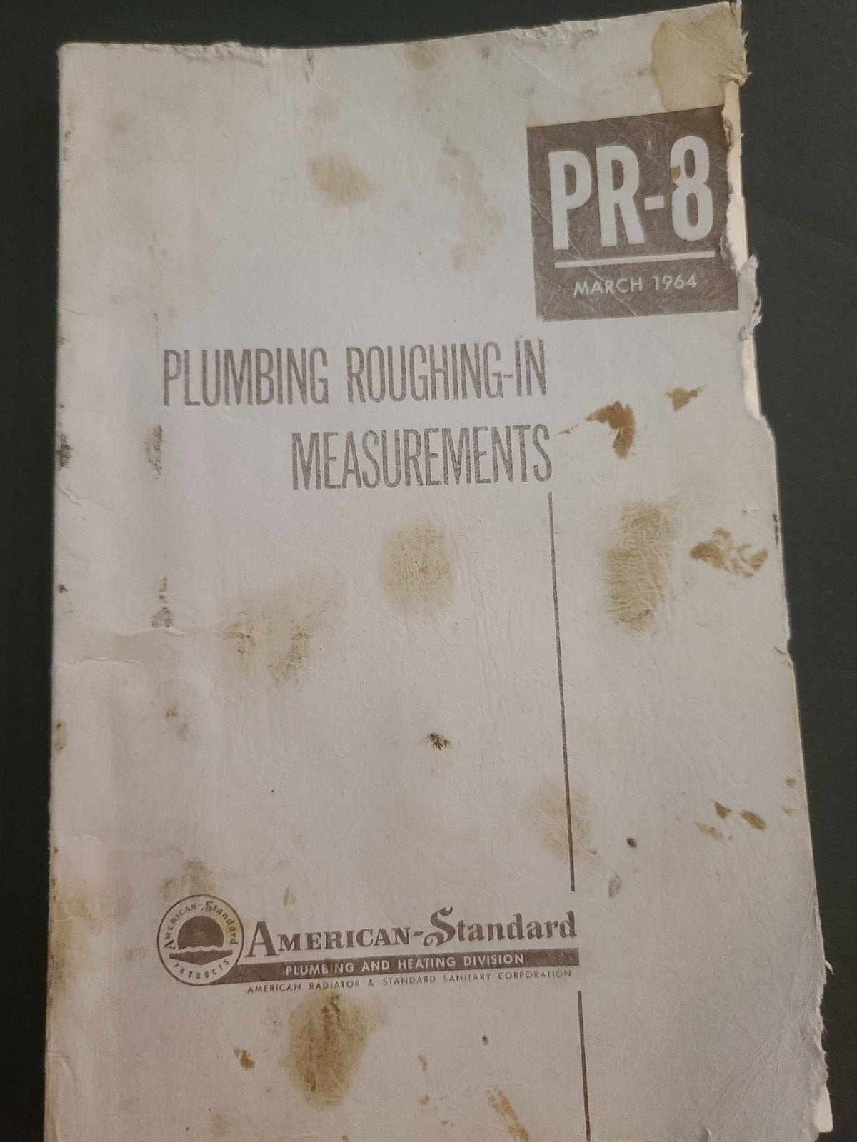 1964 American Standard PR-81 Plumbing Rough-in Measurements Manual 152 Pages
