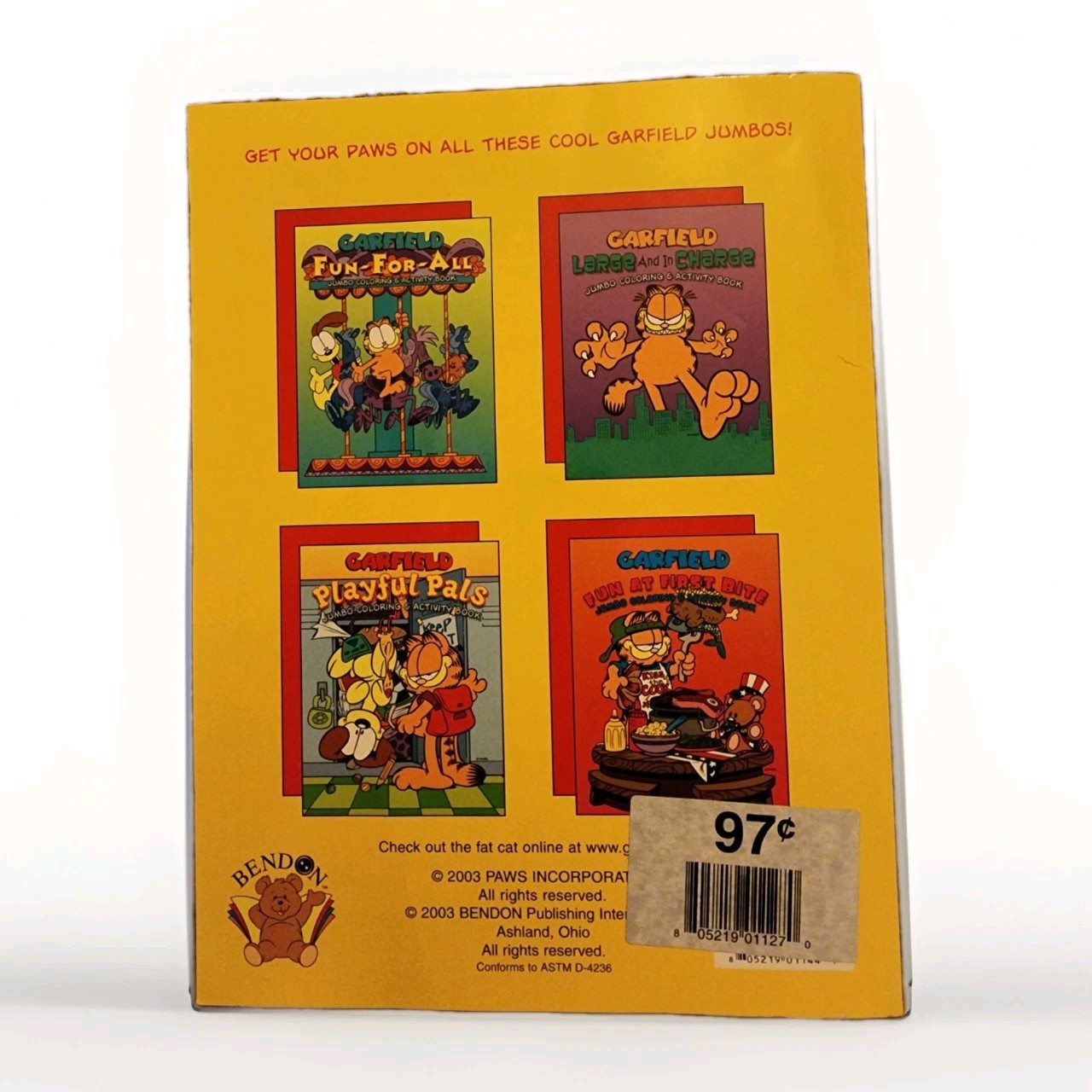 Garfield Playful Pals Jumbo Coloring & Activity Book 2003 Bendon 116 Pages VTG