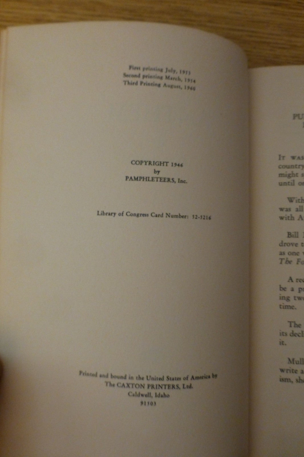Anthem, Ayn Rand, hardcover 1st edition, 3rd printing, 1960