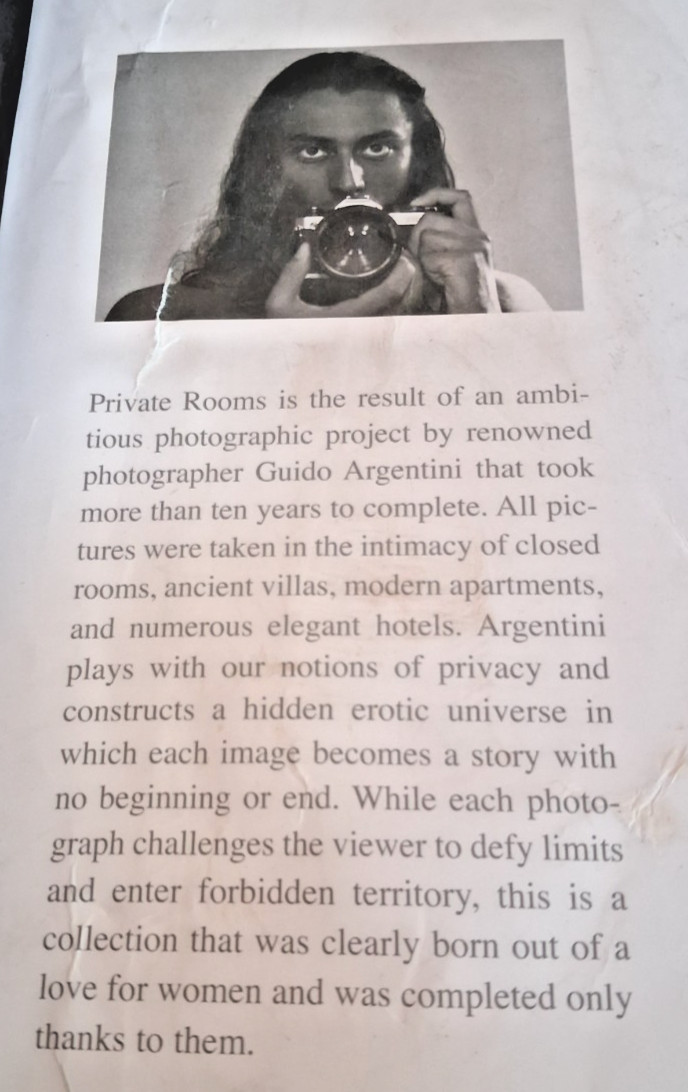 Guido Argentini Private Rooms, 2005 HC DJ Book, Erotic Photography