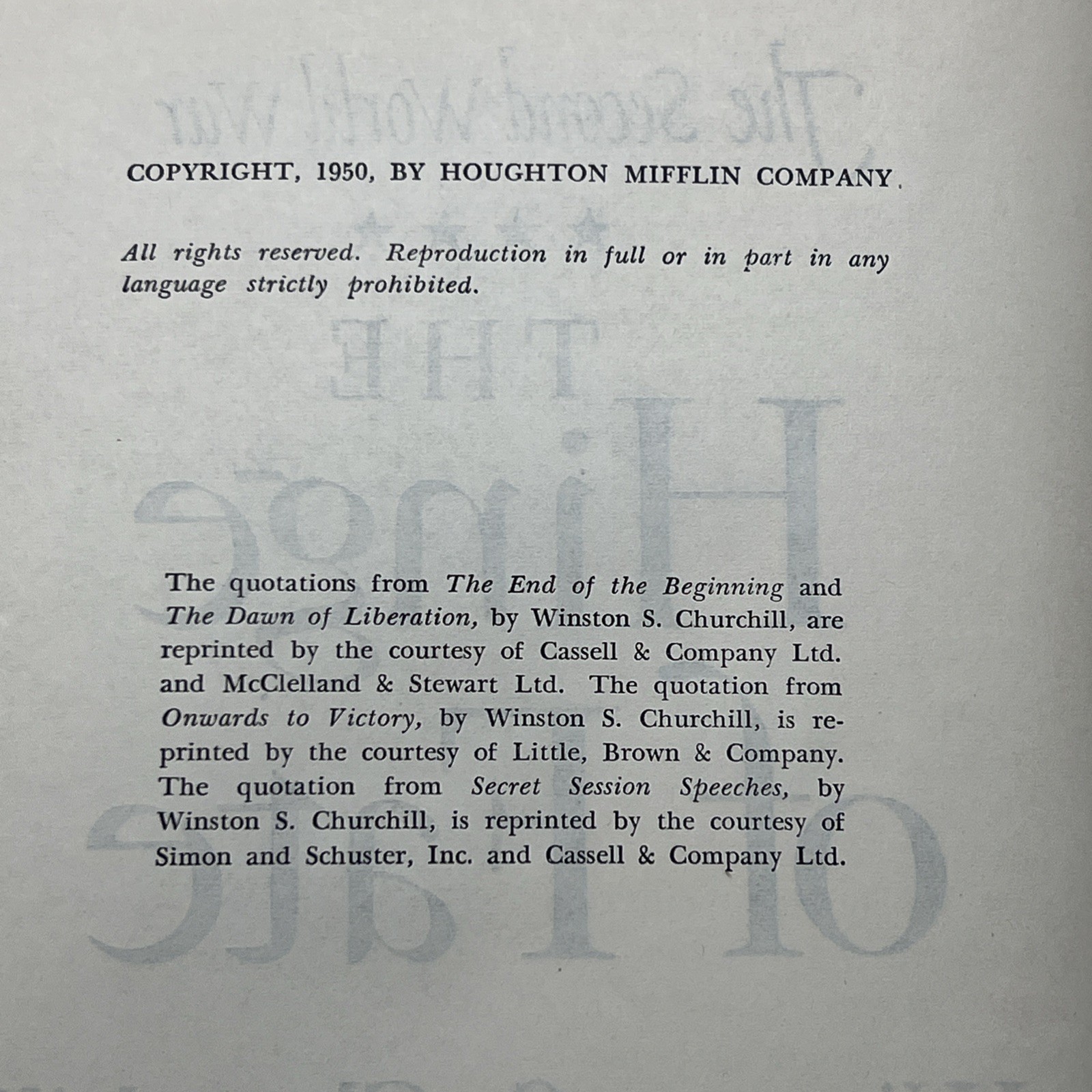 The Hinge of Fate by Winston Churchill (1950, HC, Houghton Mifflin)