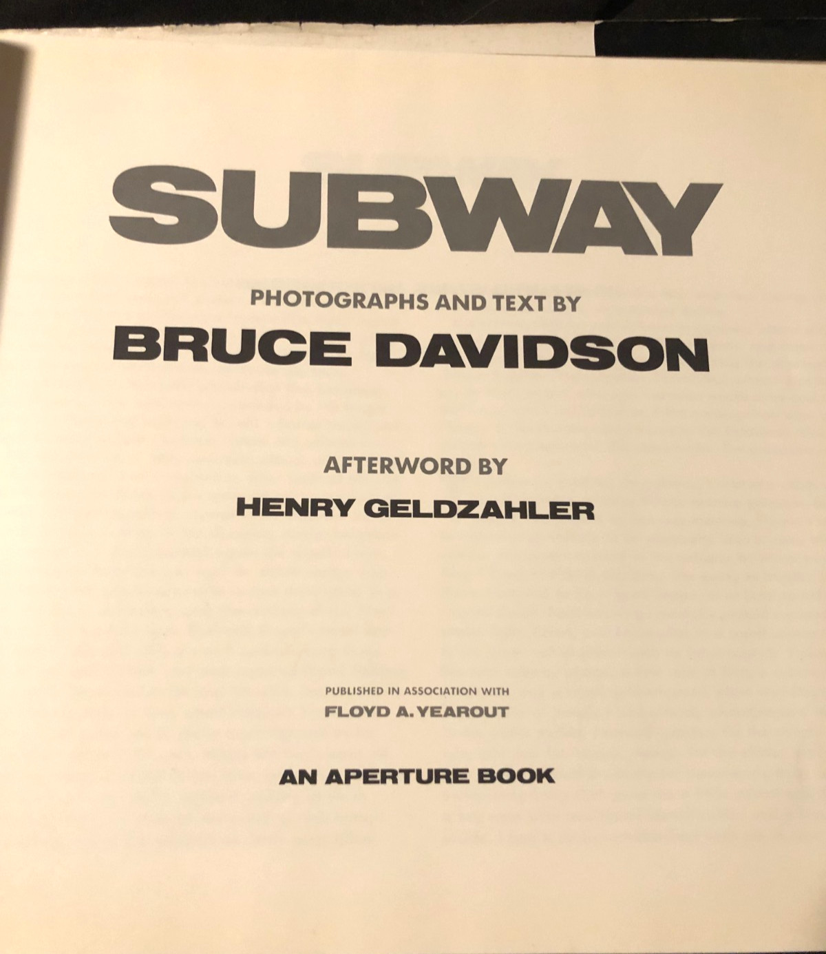 Bruce Davidson Subway 1986 First Edition Aperture Photo Book VG+ Hardcover