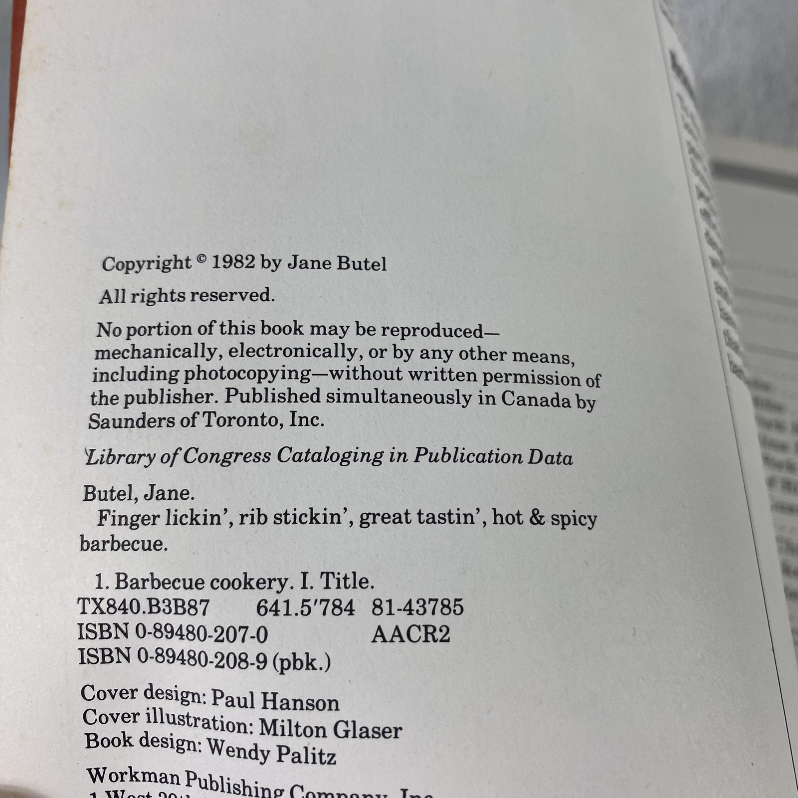 Vintage 1982 Finger Lickin’ Rib Stickin’ Barbecue Jane Butel Cookbook Paperback