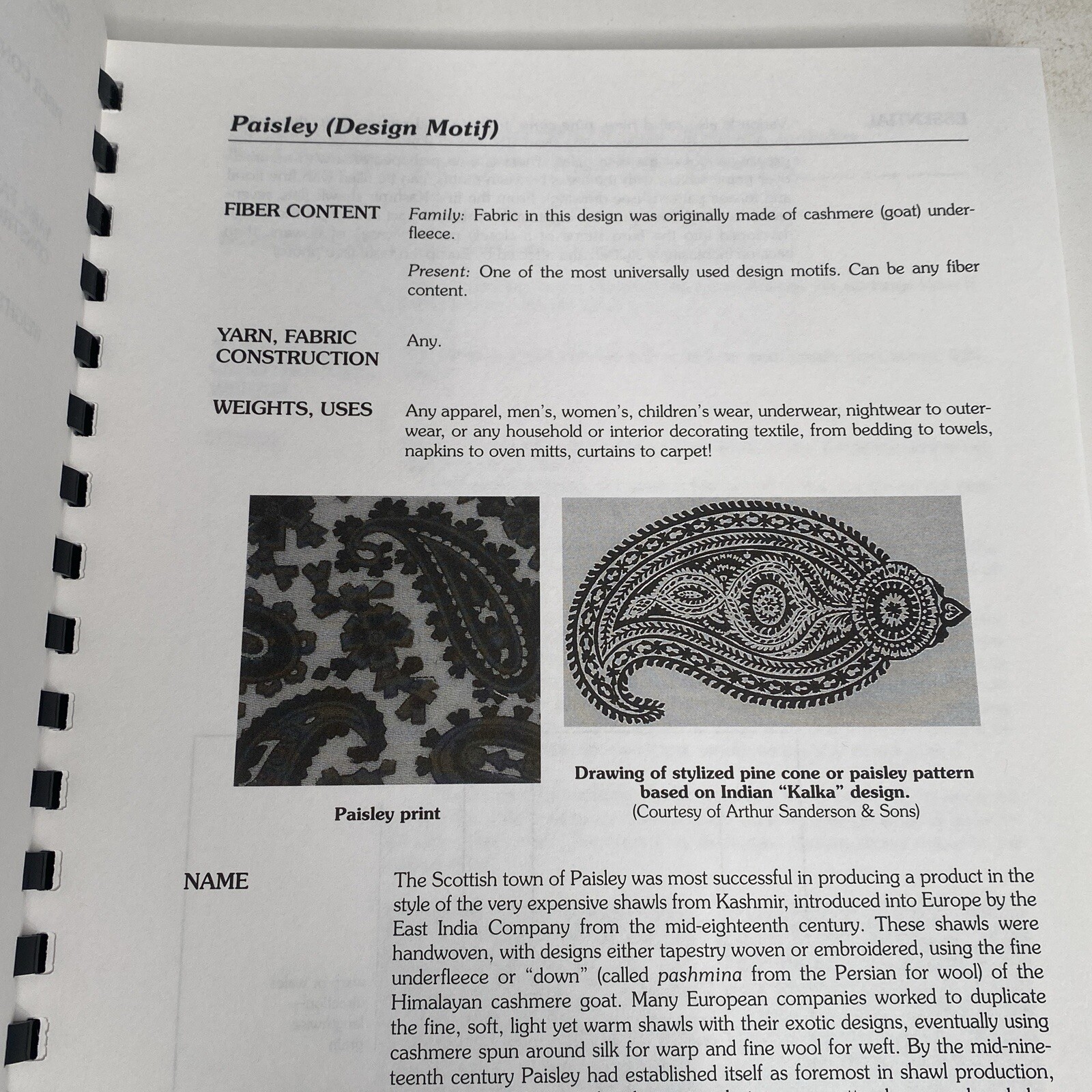 Fabric Glossary by Mary Humphries Textile Fibers Reference Guide Comb Bound