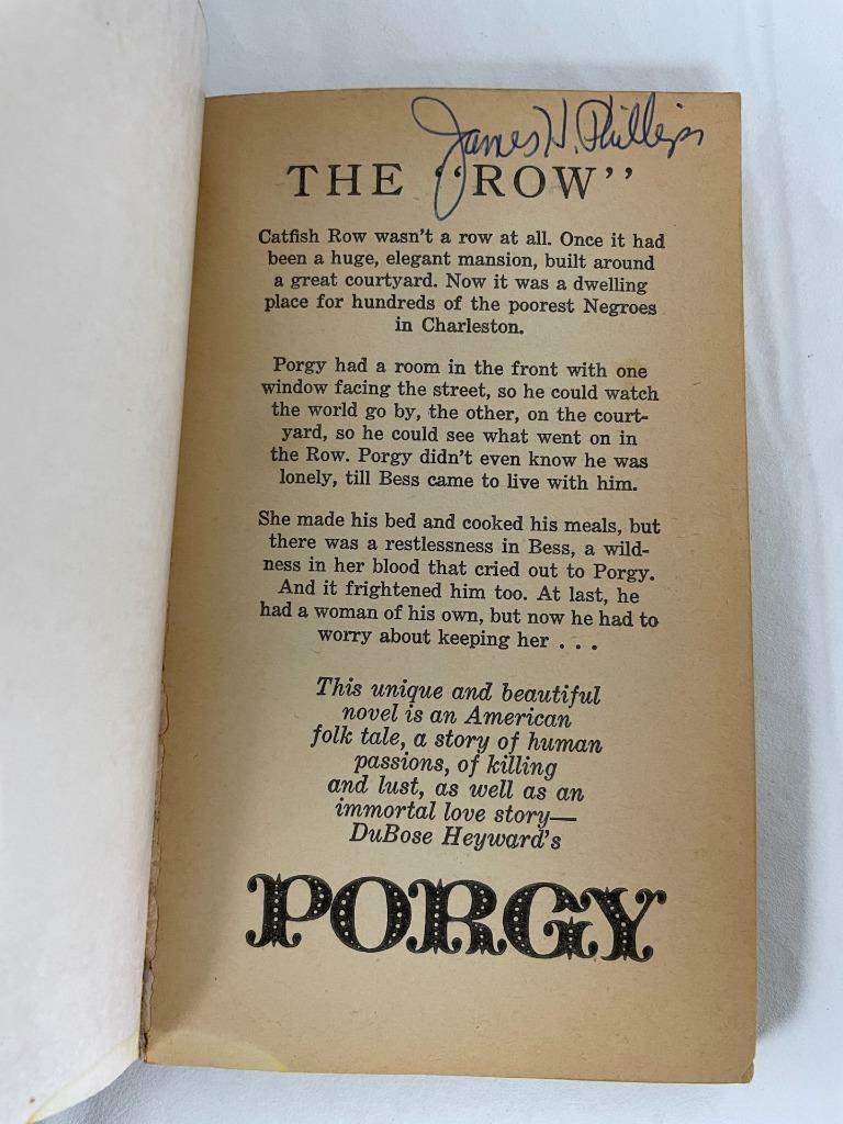 PORGY PORGY, Dubose Heyward, A Bantam Book, 1957 PB