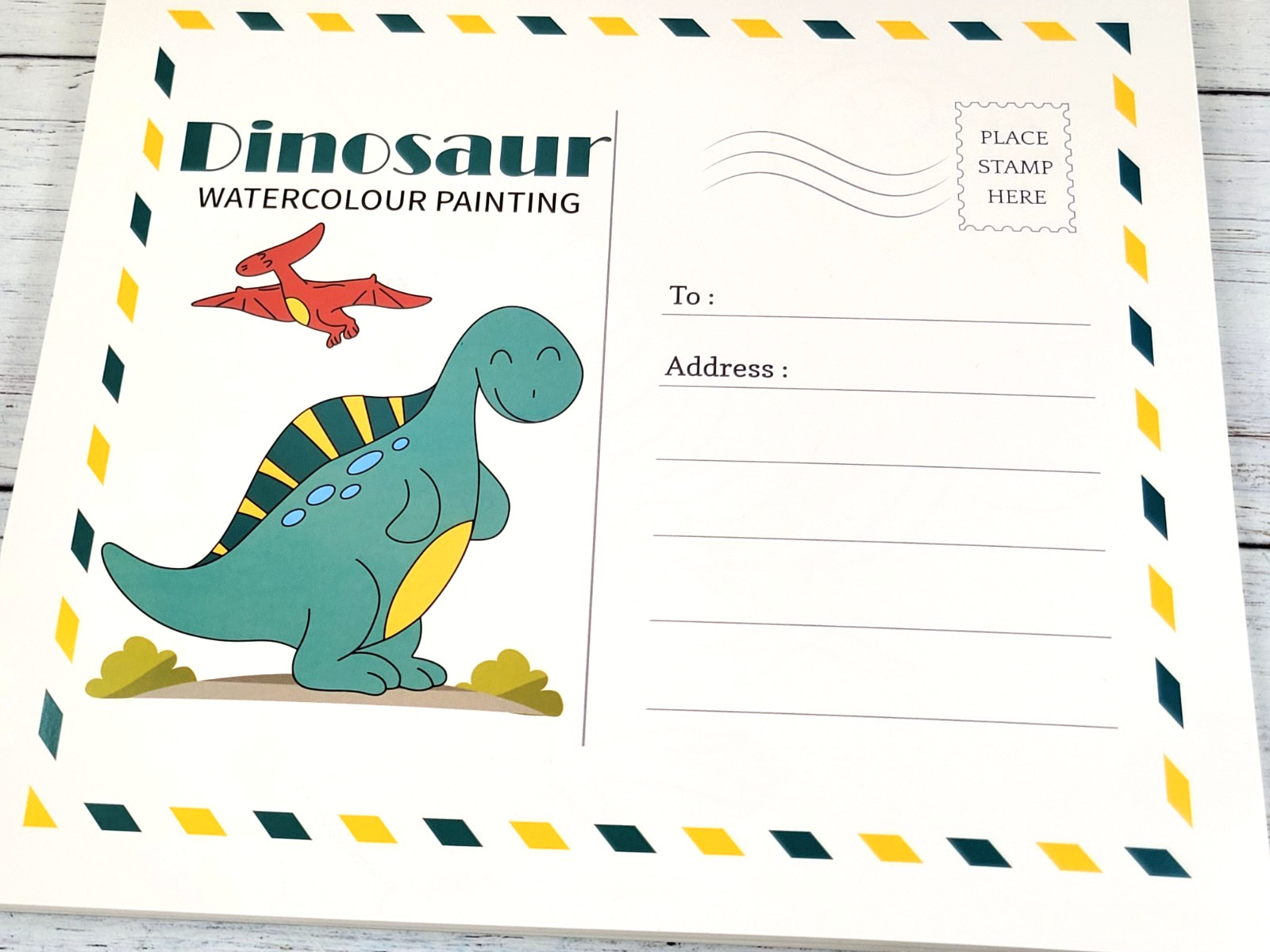 DINOSAUR WATERCOLOR POSTCARD BOOK Dinosaur World Coloring Book – 20 Pages