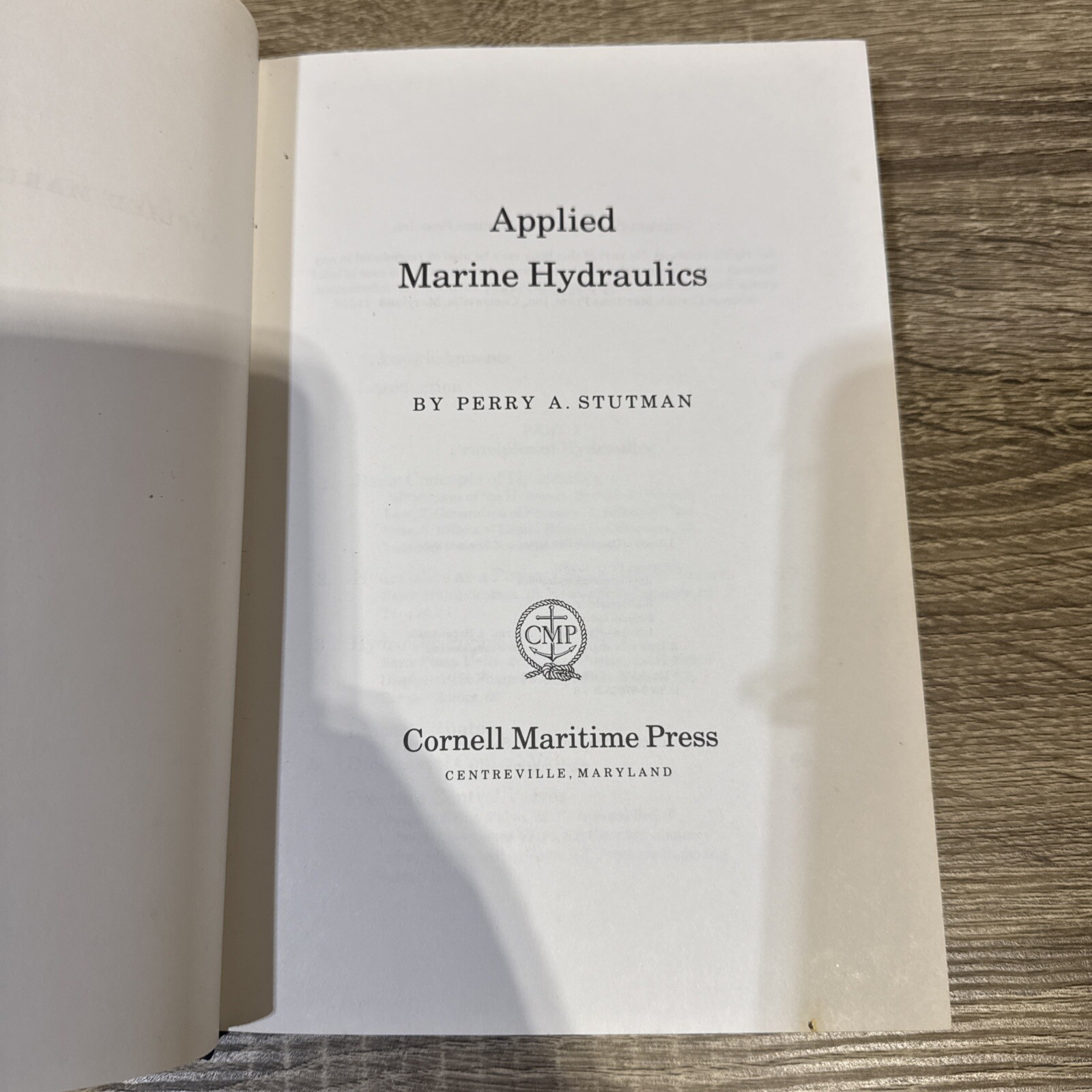 RARE Vintage Applied Marine Hydraulics by Stutman, Perry A. 1988 Hardcover