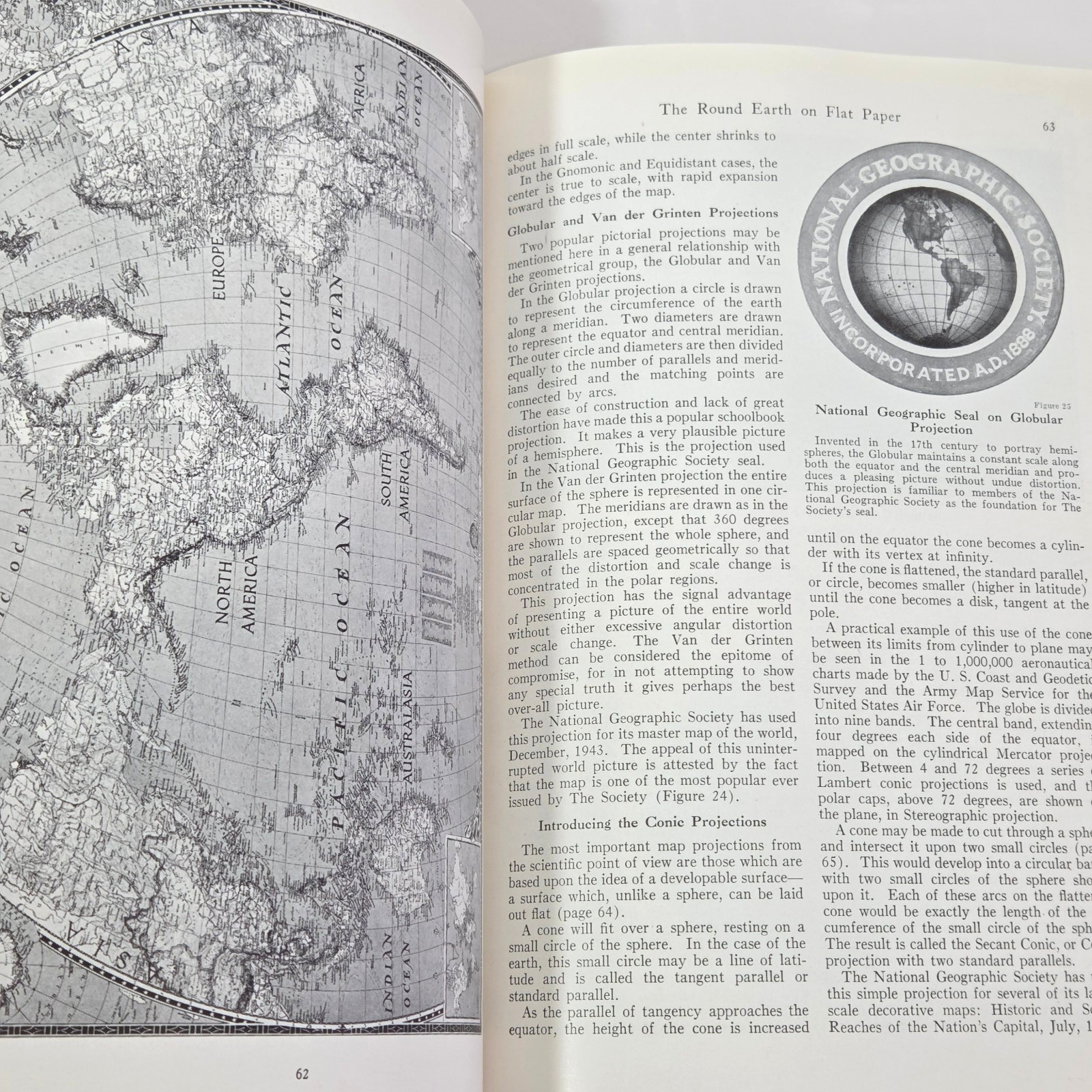 Round Earth Flat Paper Map Projections Cartographers Chamberlin 1950 Illus NGS