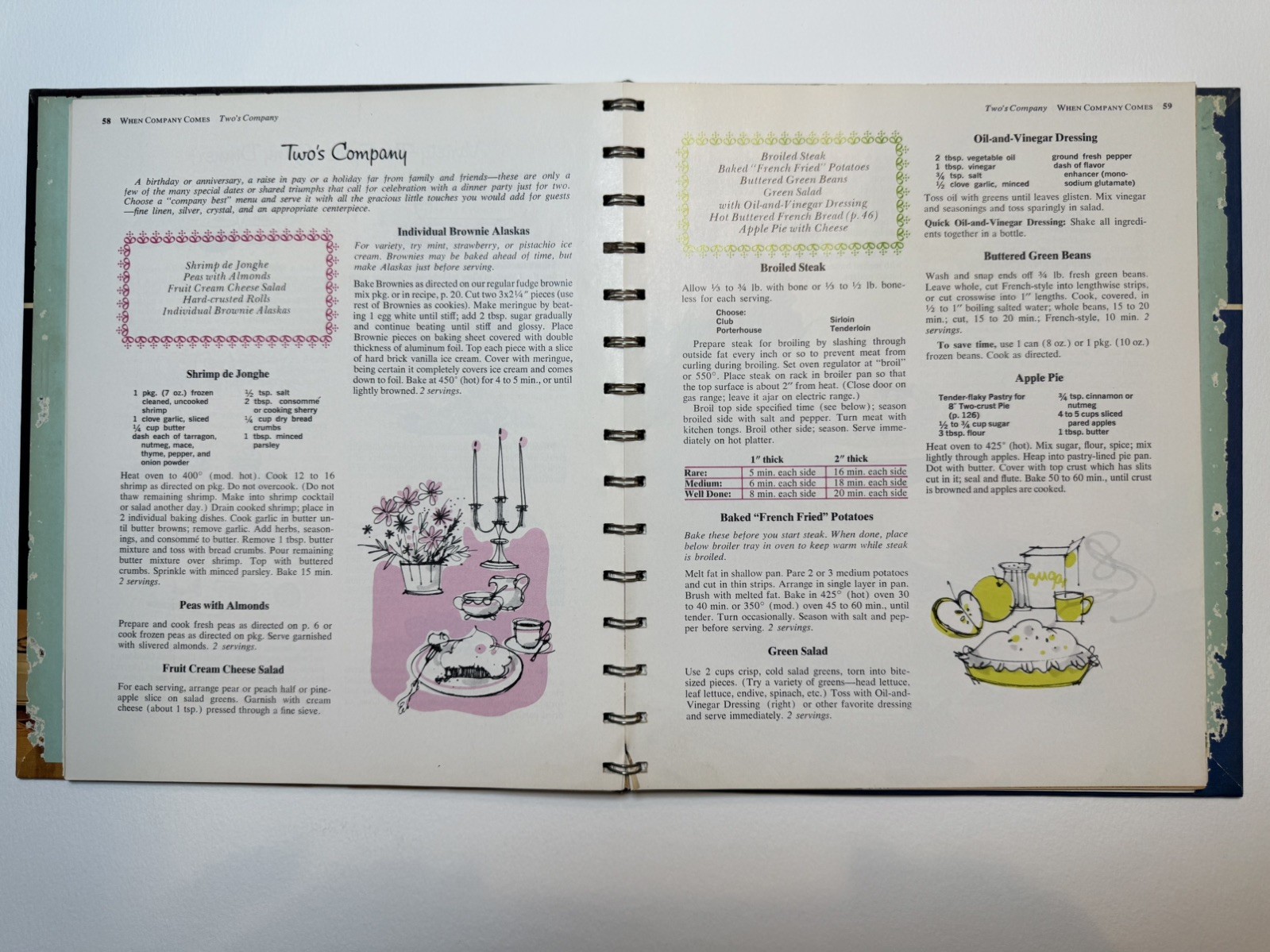 Vintage Betty Crockers New Dinner For Two Cook Book Spiral 1971