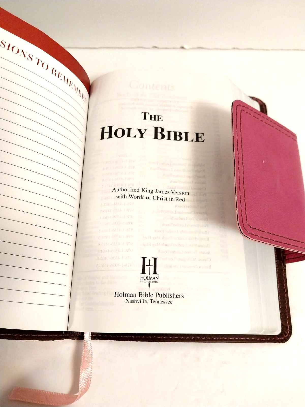 KJV Compact UltraThin Bible Brown/Pink Leather Touch Mag Flap 2012 Holman