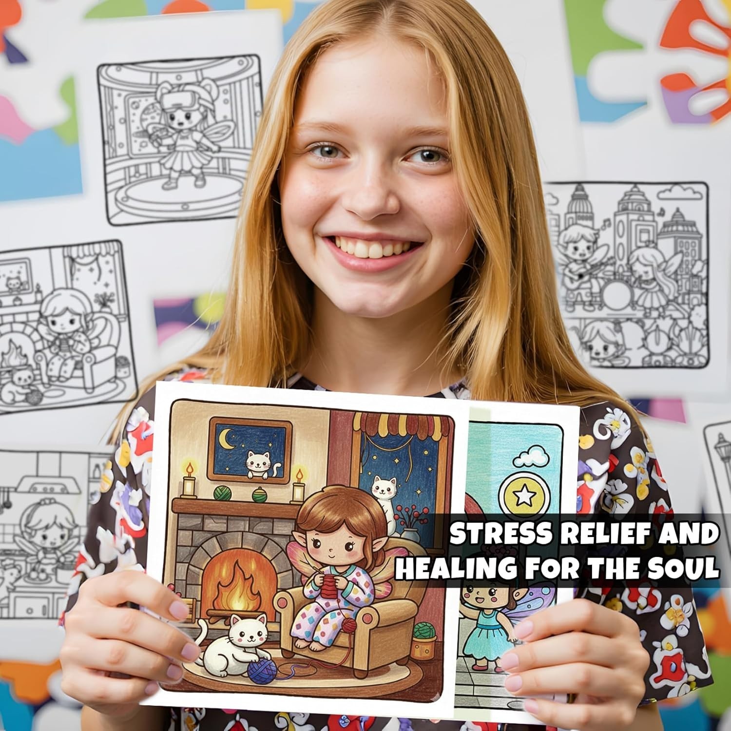 Mindfulness Coloring Book for All Ages | 32 Pages of Fairy Scenes, Spiral-Bound