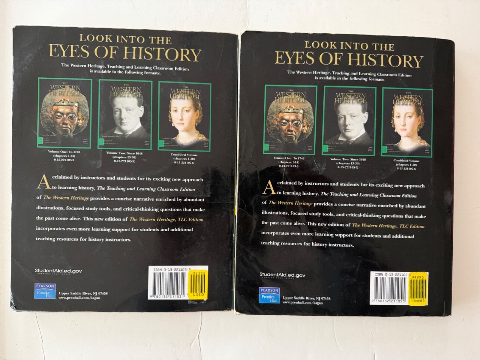 Lot of 2: The Western Heritage, Donald Kagan: Volumes 1 & 2 PB Classroom Edition