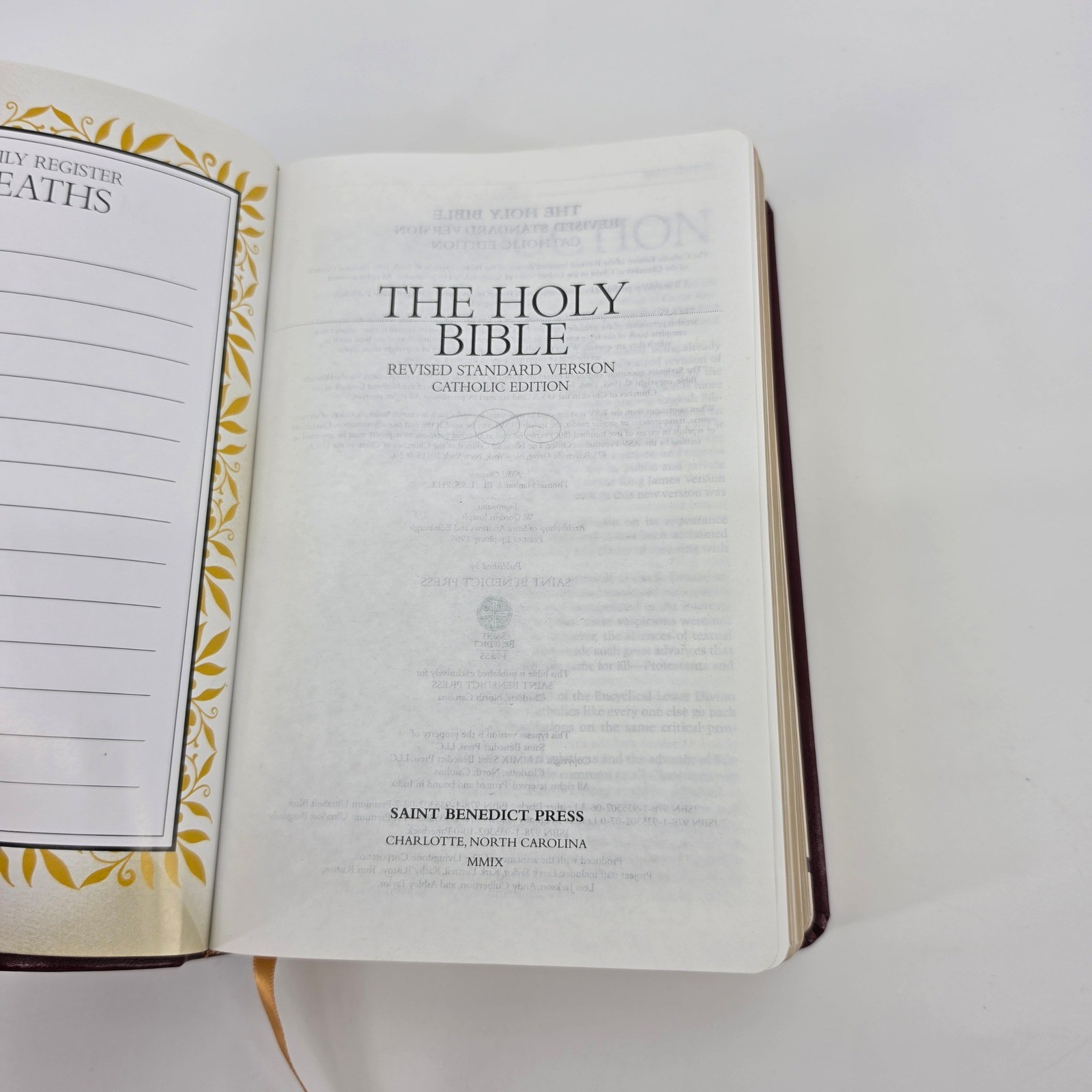 Saint Benedict Press RSV-CE Catholic Bible Burgundy Ultrasoft Cover
