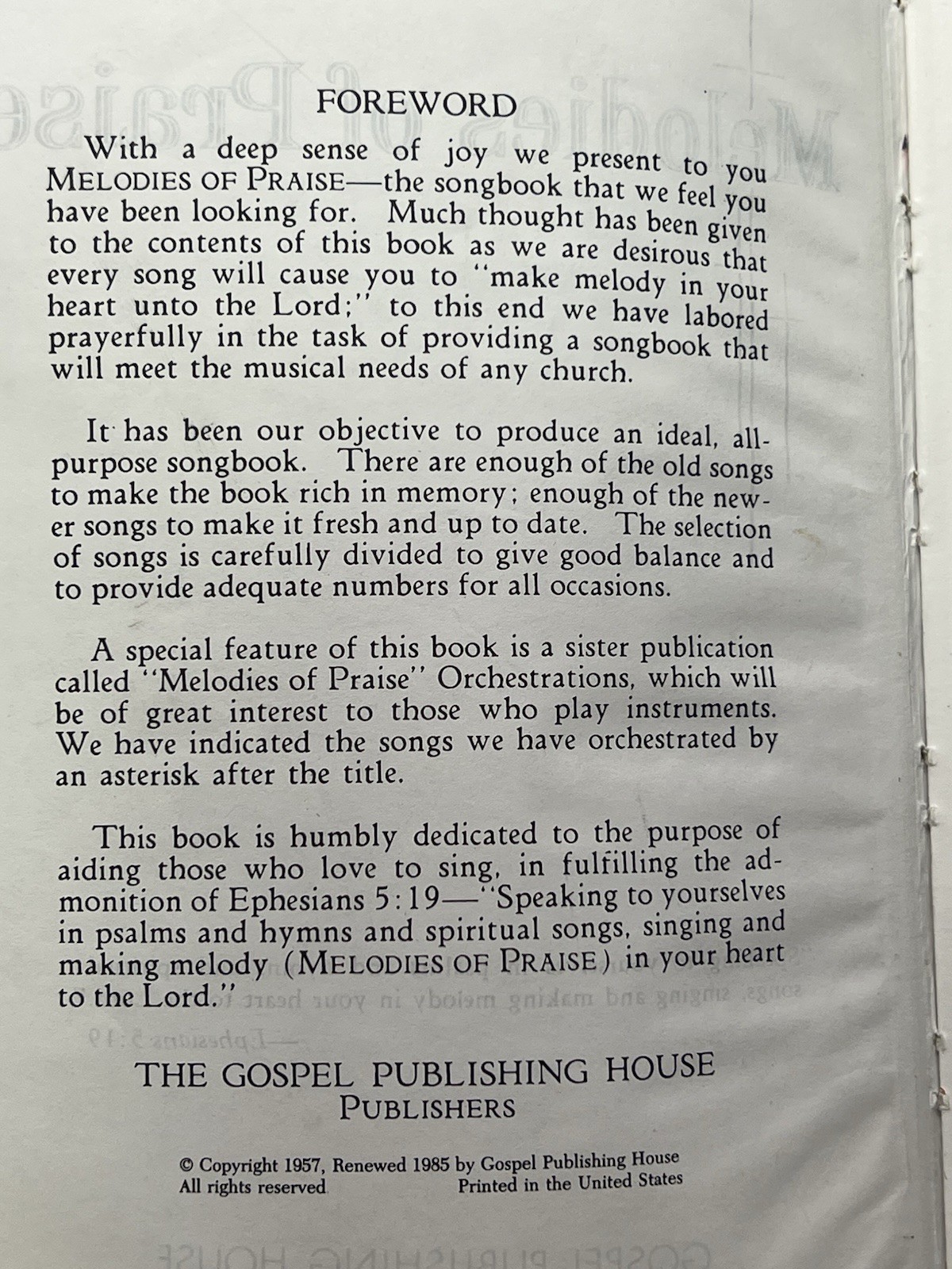 Melodies of Praise HB vintage hymnal Gospel Publishing House