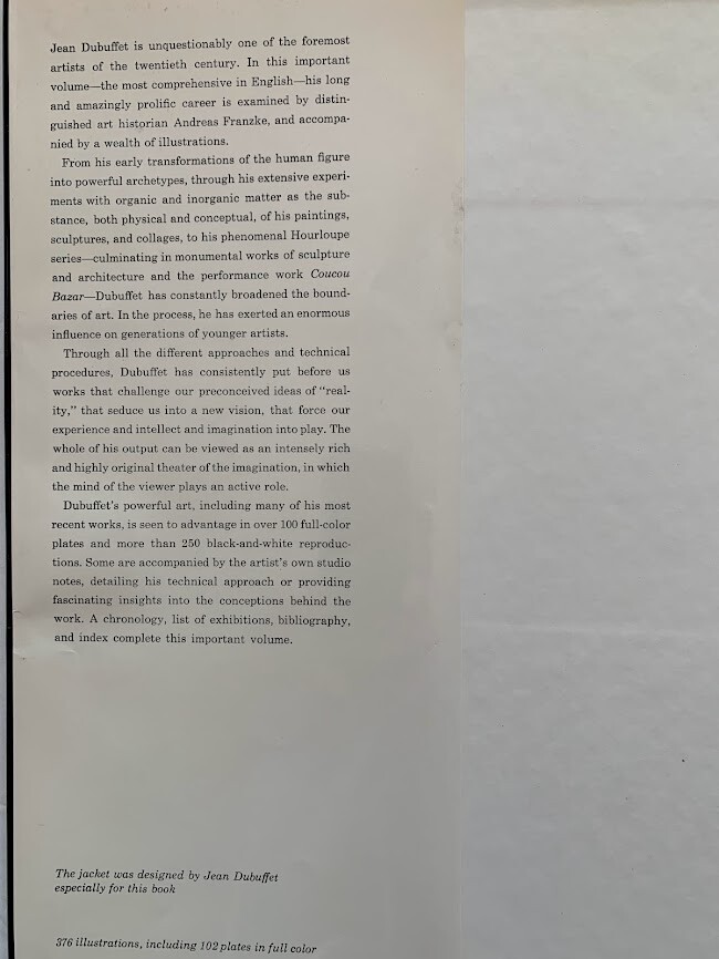 1981 Jean DUBUFFET Book by Andreas Franzke, Publisher Harry N Abrams France
