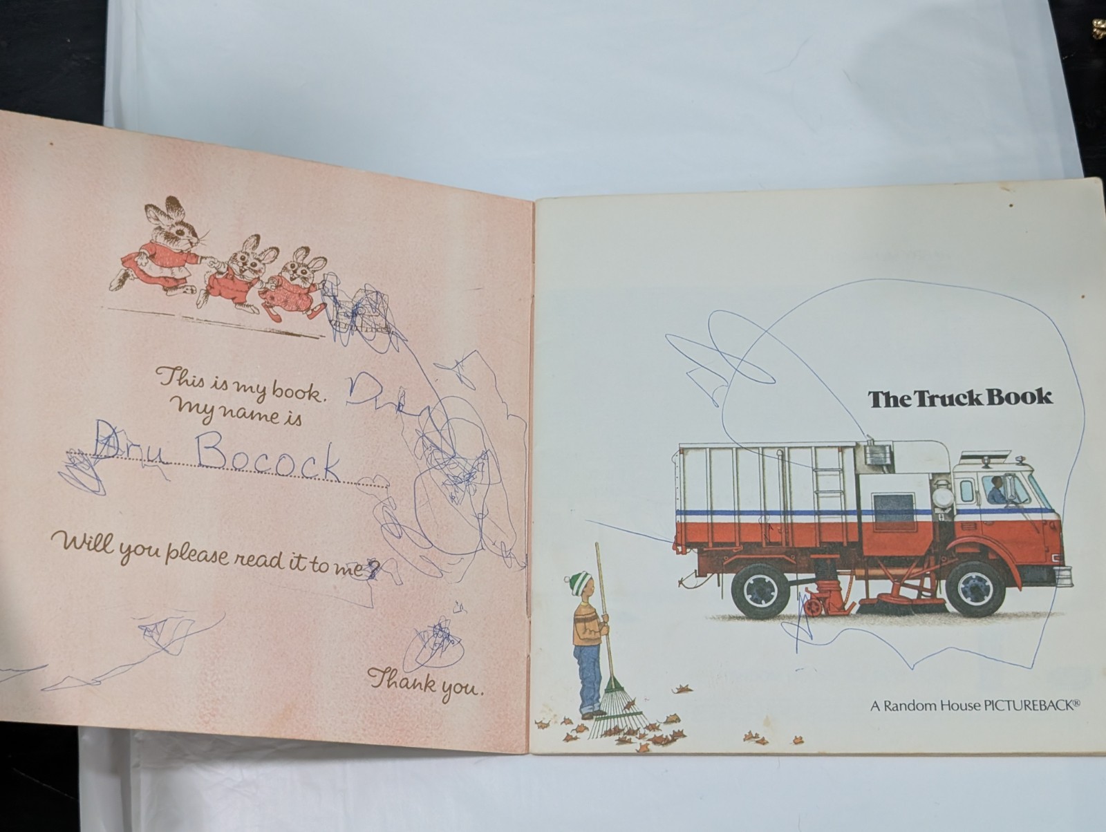 Vintage Children’s Book Lot (5) Trucks Trains Dinosaurs Cat McDs Xmas 1970s–1990