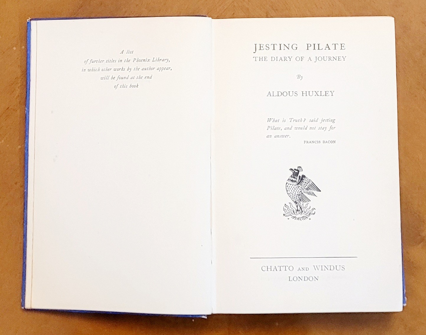 Jesting Pilate by Aldous Huxley, 1930, 1st ed. in the Phoenix Library, 291pages.