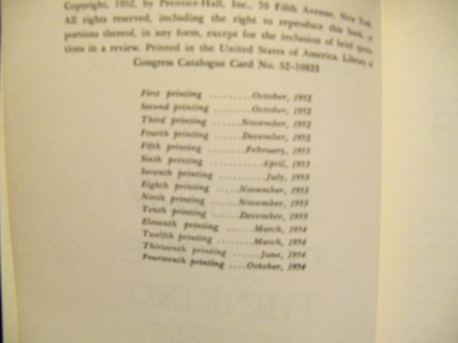 RARE POWER OF POSITIVE THINKING NORMAN VINCENT PEALE 1ST EDIT 14TH PRINTNG 1954